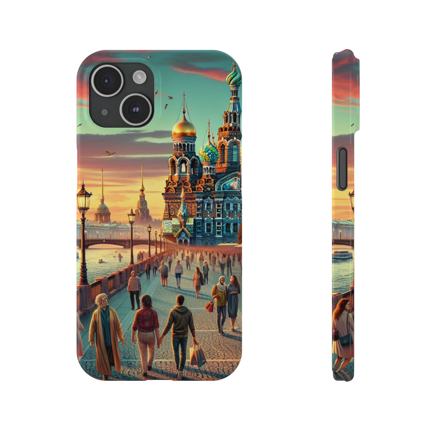 Russian Artistic Cityscape Slim Phone Case - Moscow, Petersburg