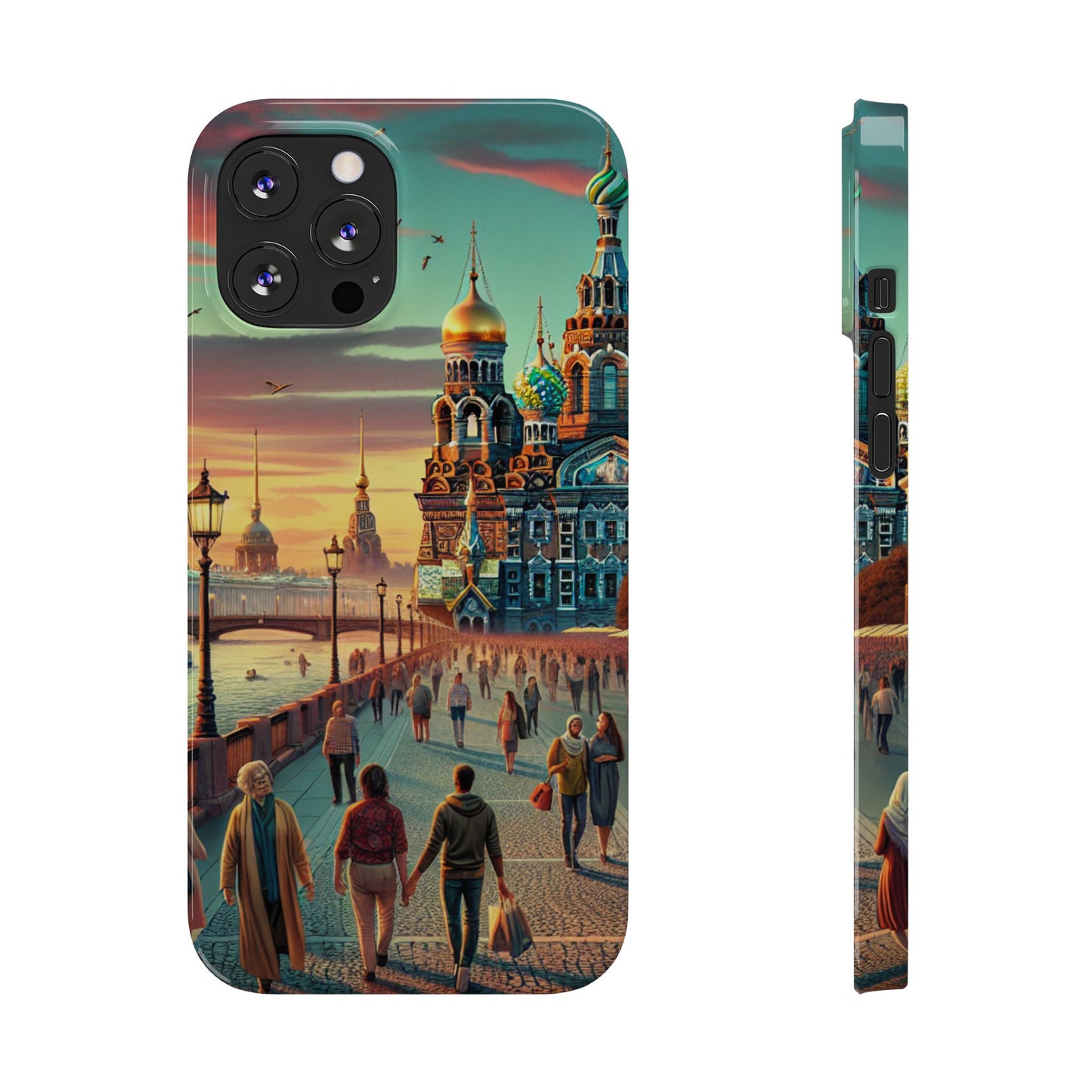 Russian Artistic Cityscape Slim Phone Case - Moscow, Petersburg