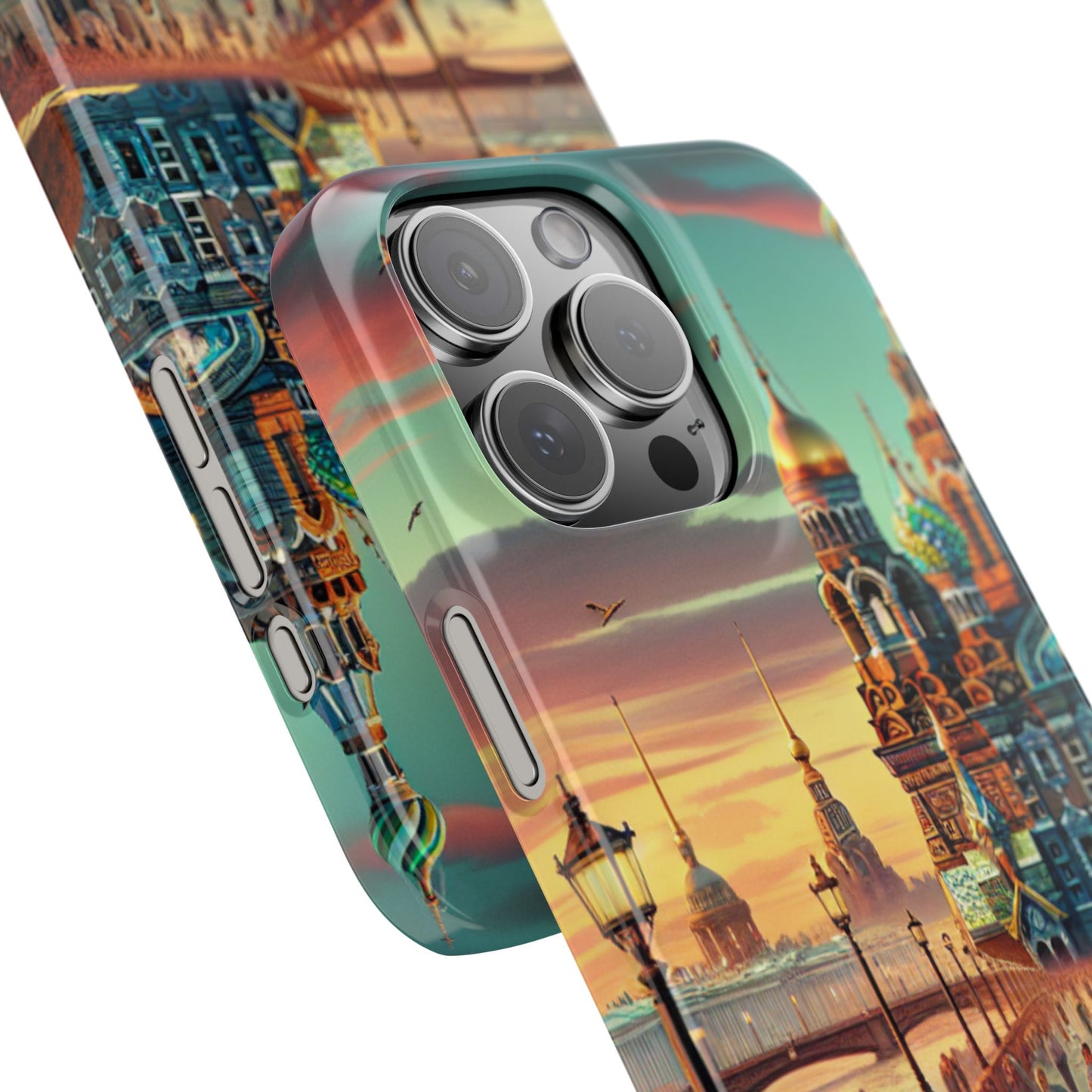 Russian Artistic Cityscape Slim Phone Case - Moscow, Petersburg