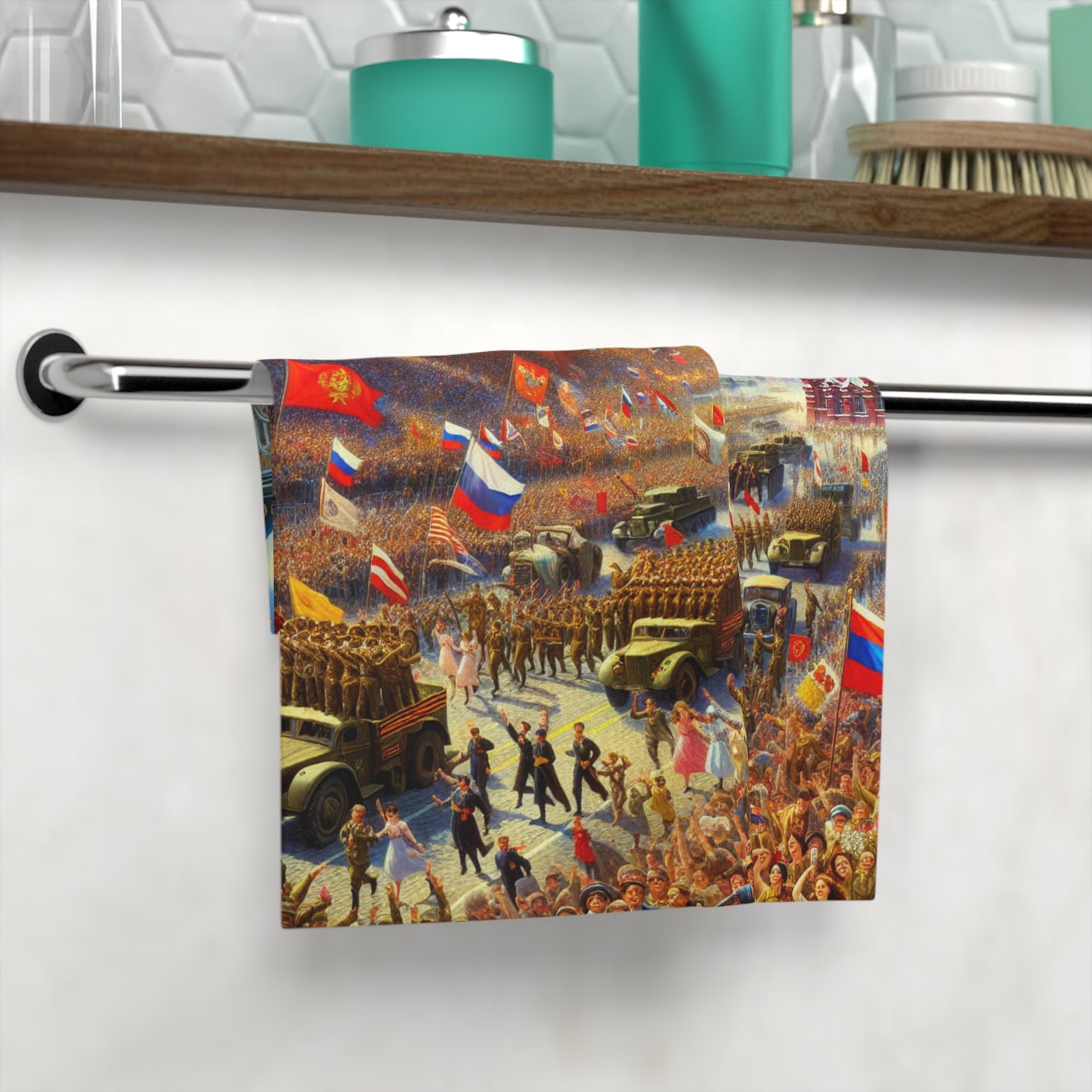 9 May Parade Celebratory Face Towel Moscow Parade Design