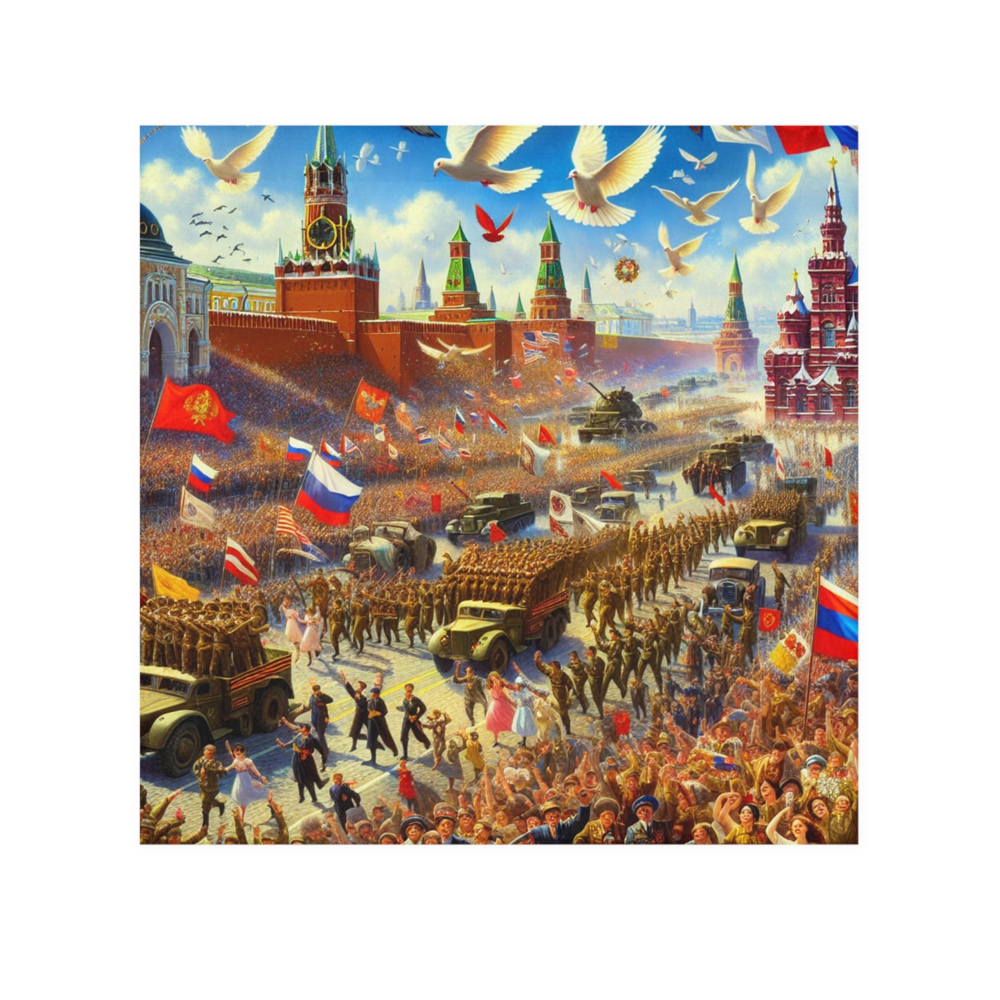 9 May Parade Celebratory Face Towel Moscow Parade Design