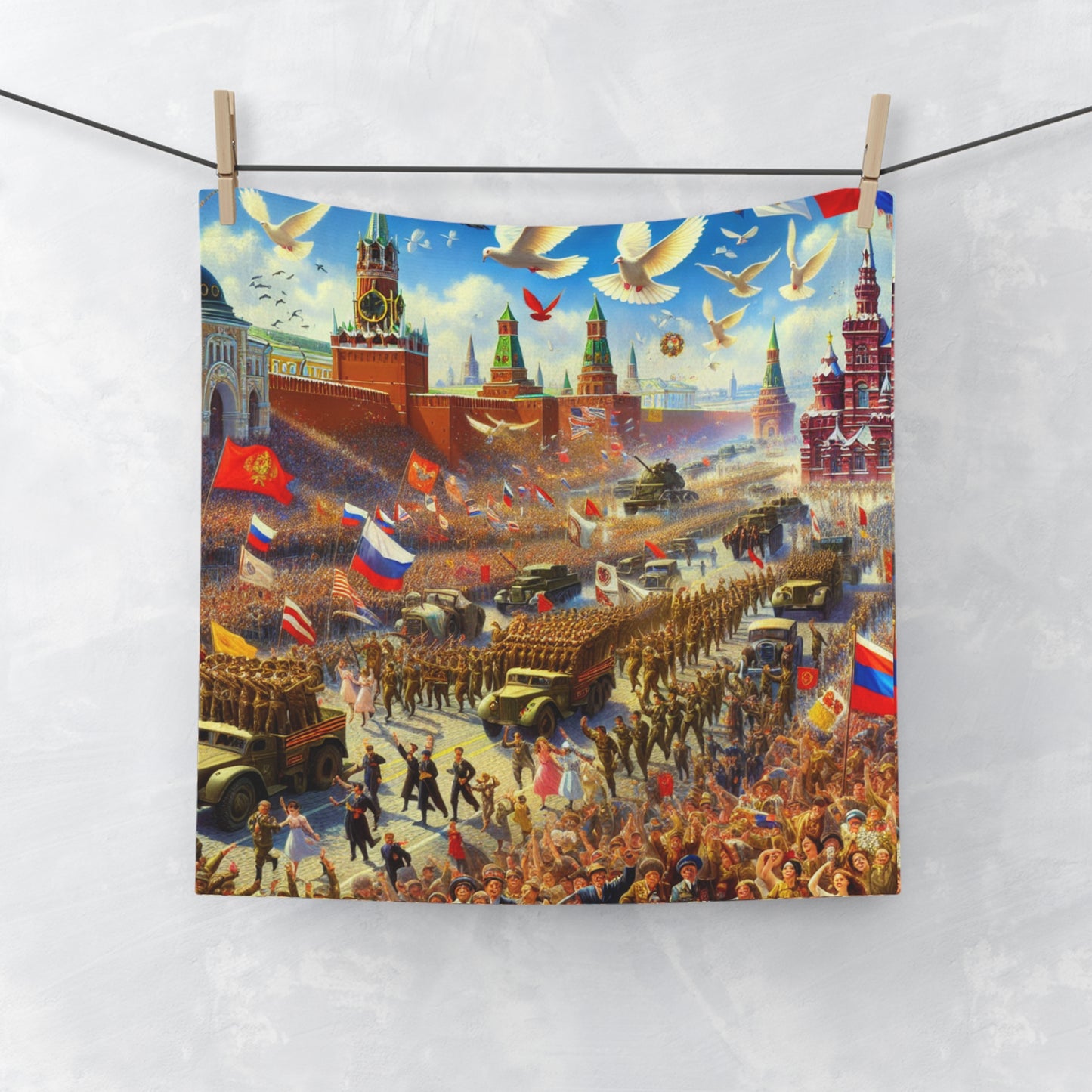 9 May Parade Celebratory Face Towel Moscow Parade Design