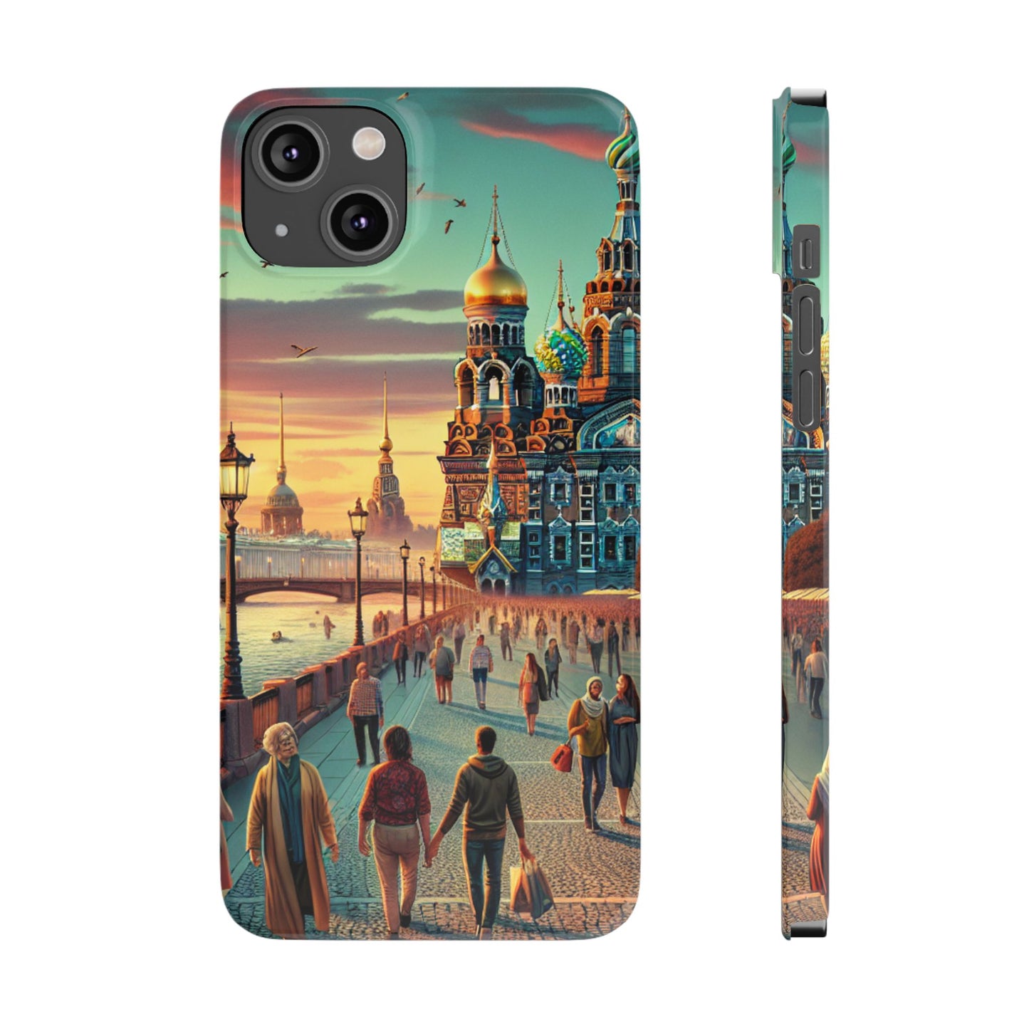 Russian Artistic Cityscape Slim Phone Case - Moscow, Petersburg