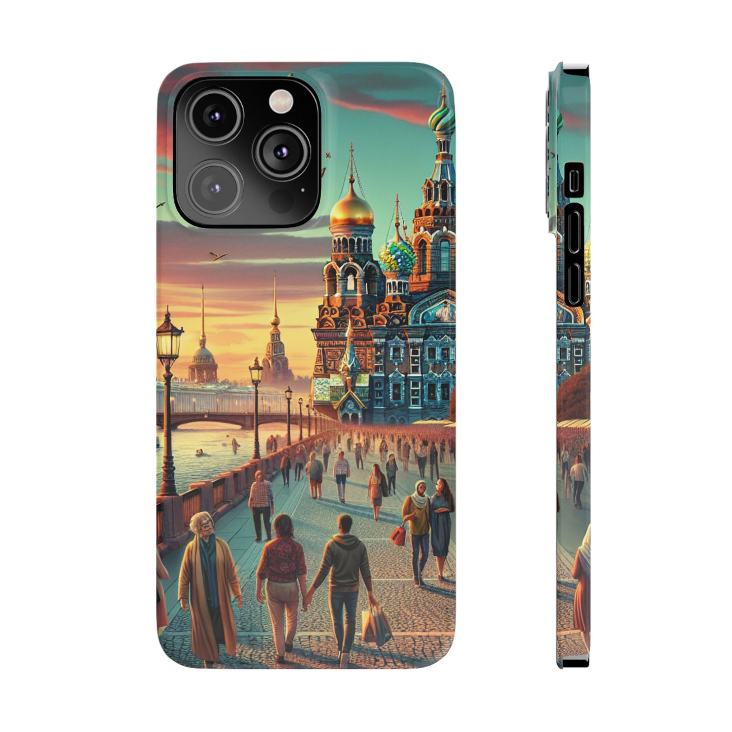 Russian Artistic Cityscape Slim Phone Case - Moscow, Petersburg