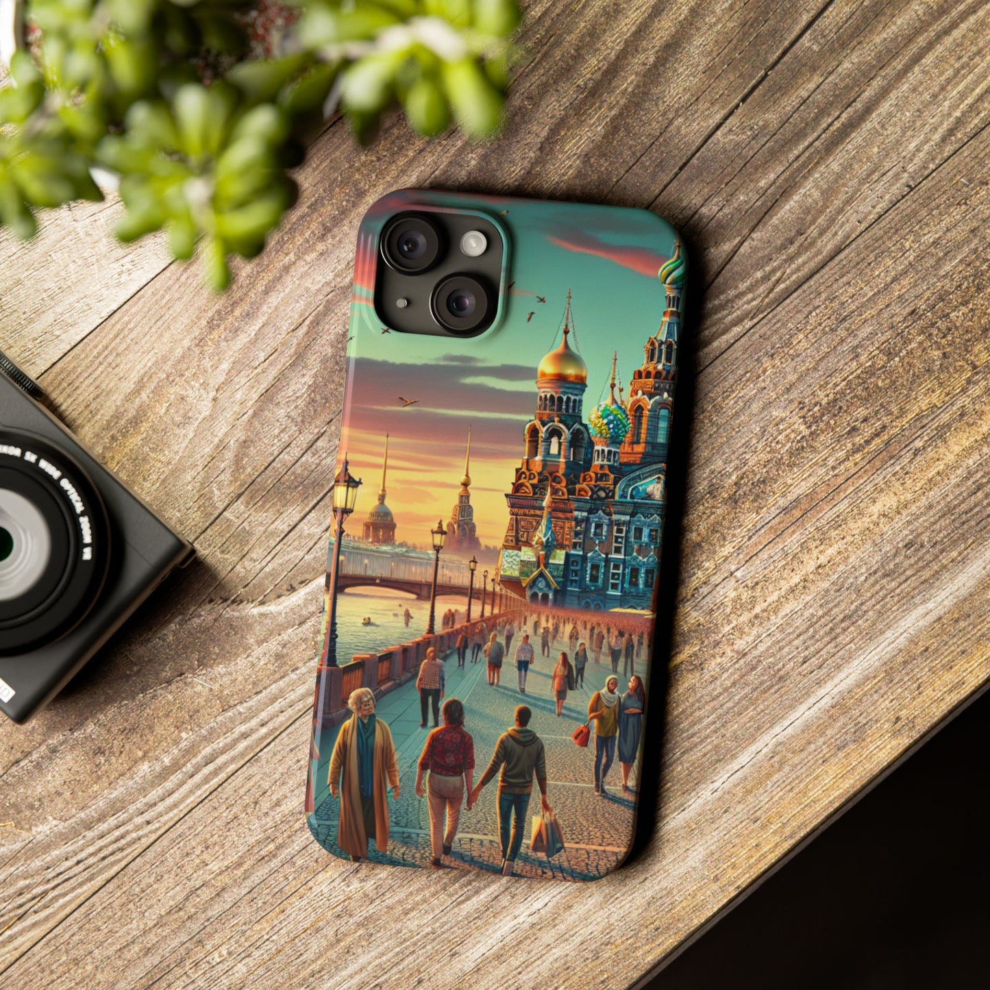 Russian Artistic Cityscape Slim Phone Case - Moscow, Petersburg