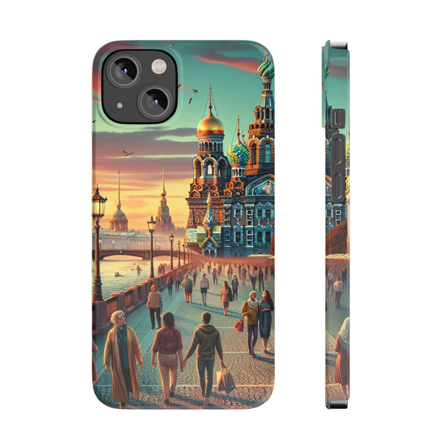 Russian Artistic Cityscape Slim Phone Case - Moscow, Petersburg