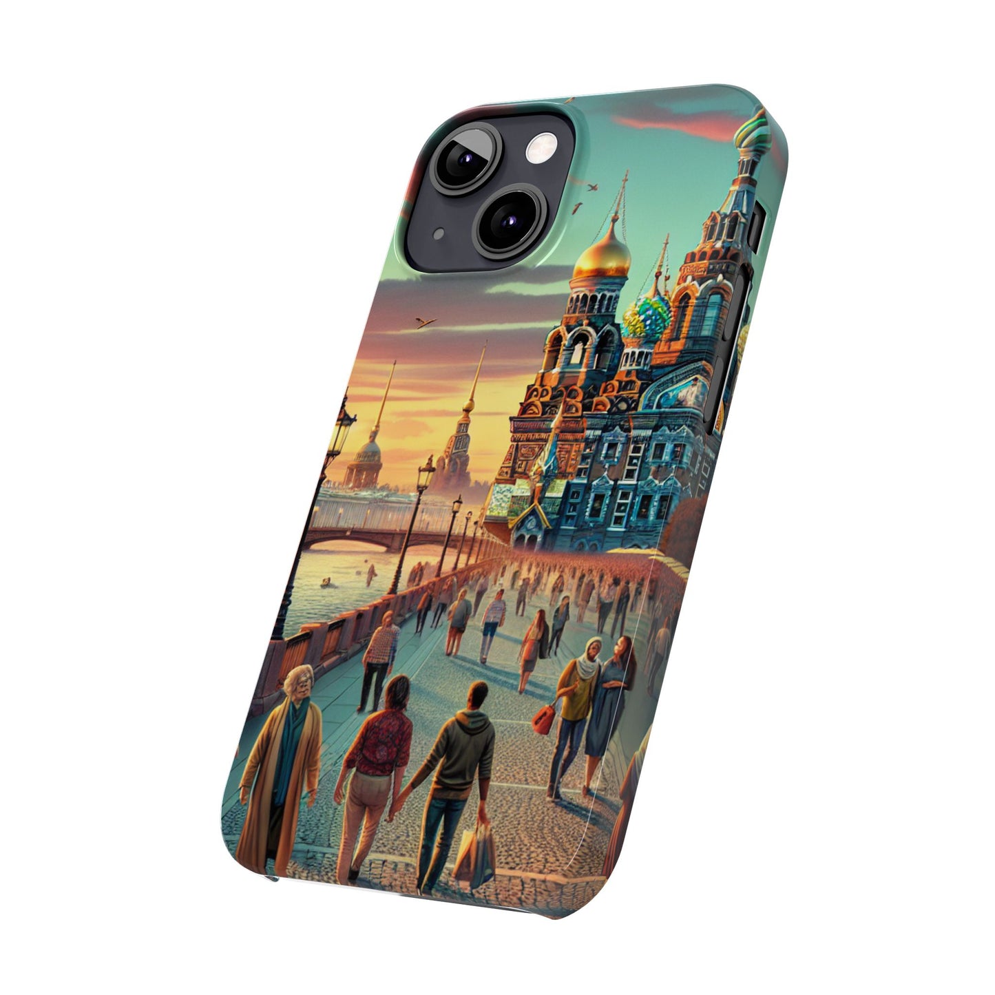 Russian Artistic Cityscape Slim Phone Case - Moscow, Petersburg