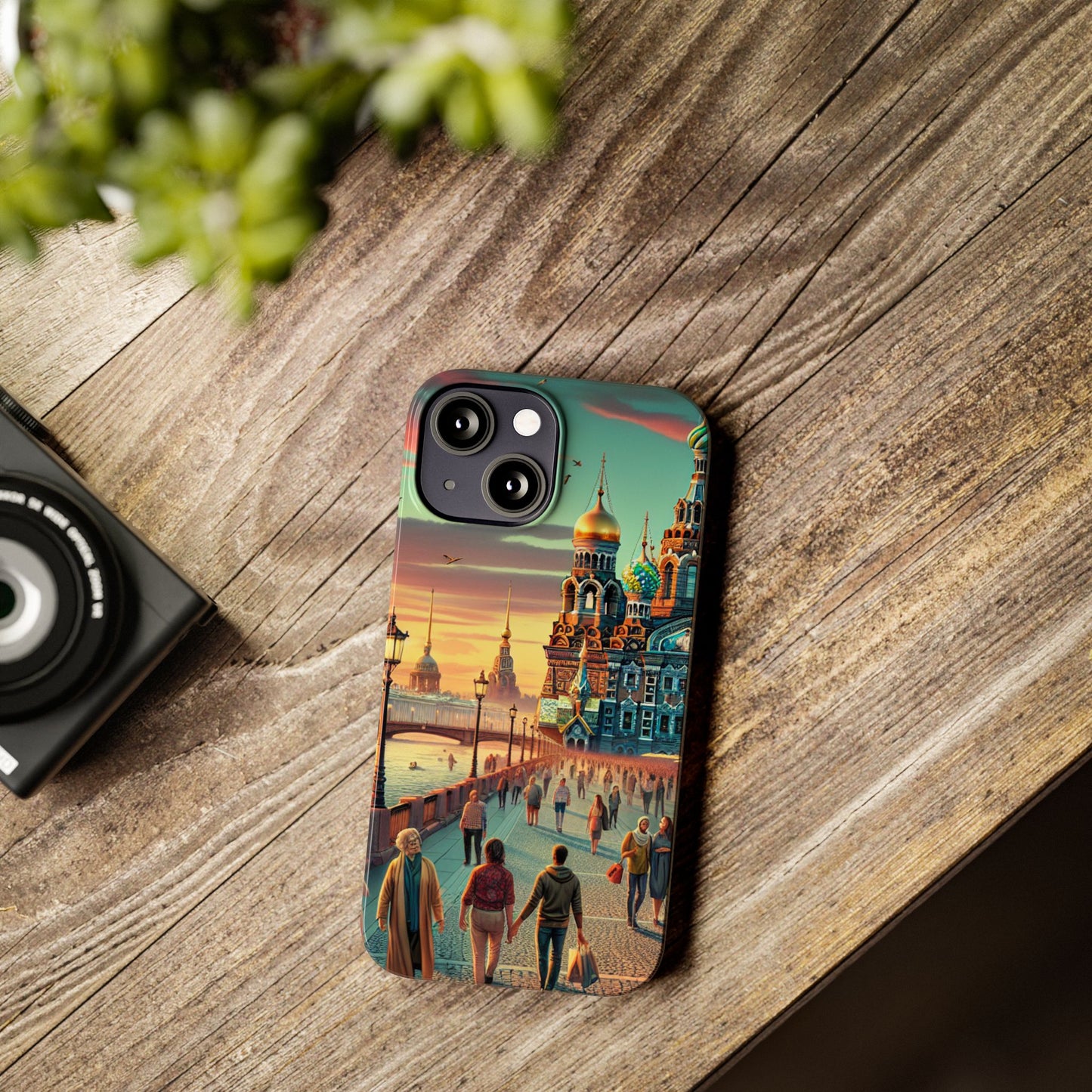 Russian Artistic Cityscape Slim Phone Case - Moscow, Petersburg