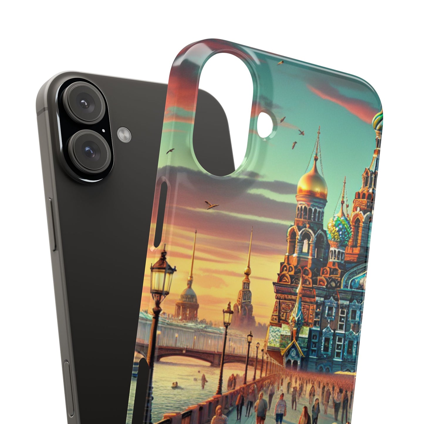 Russian Artistic Cityscape Slim Phone Case - Moscow, Petersburg