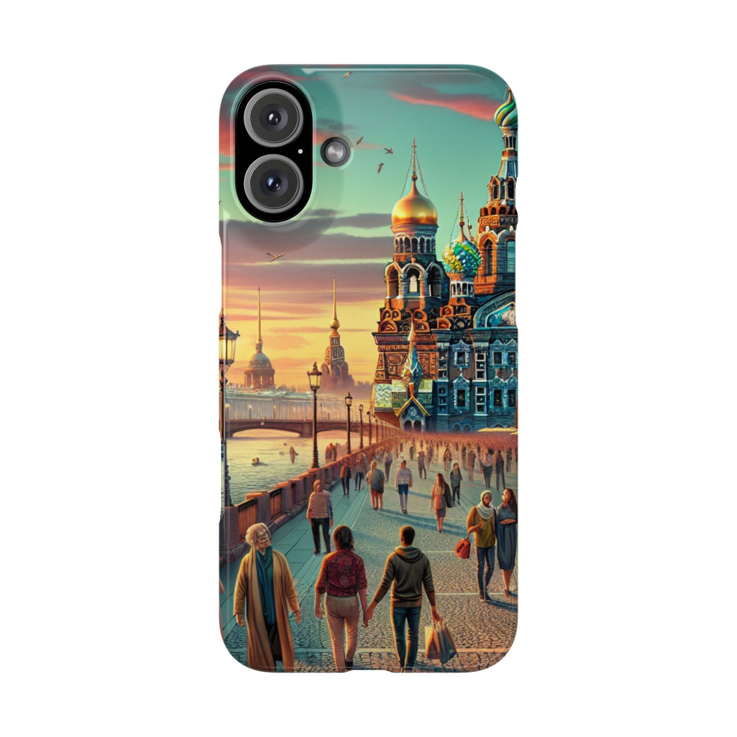 Russian Artistic Cityscape Slim Phone Case - Moscow, Petersburg