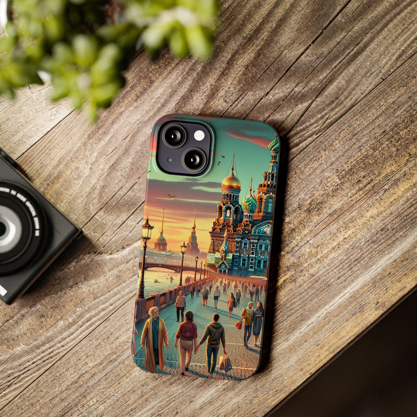 Russian Artistic Cityscape Slim Phone Case - Moscow, Petersburg