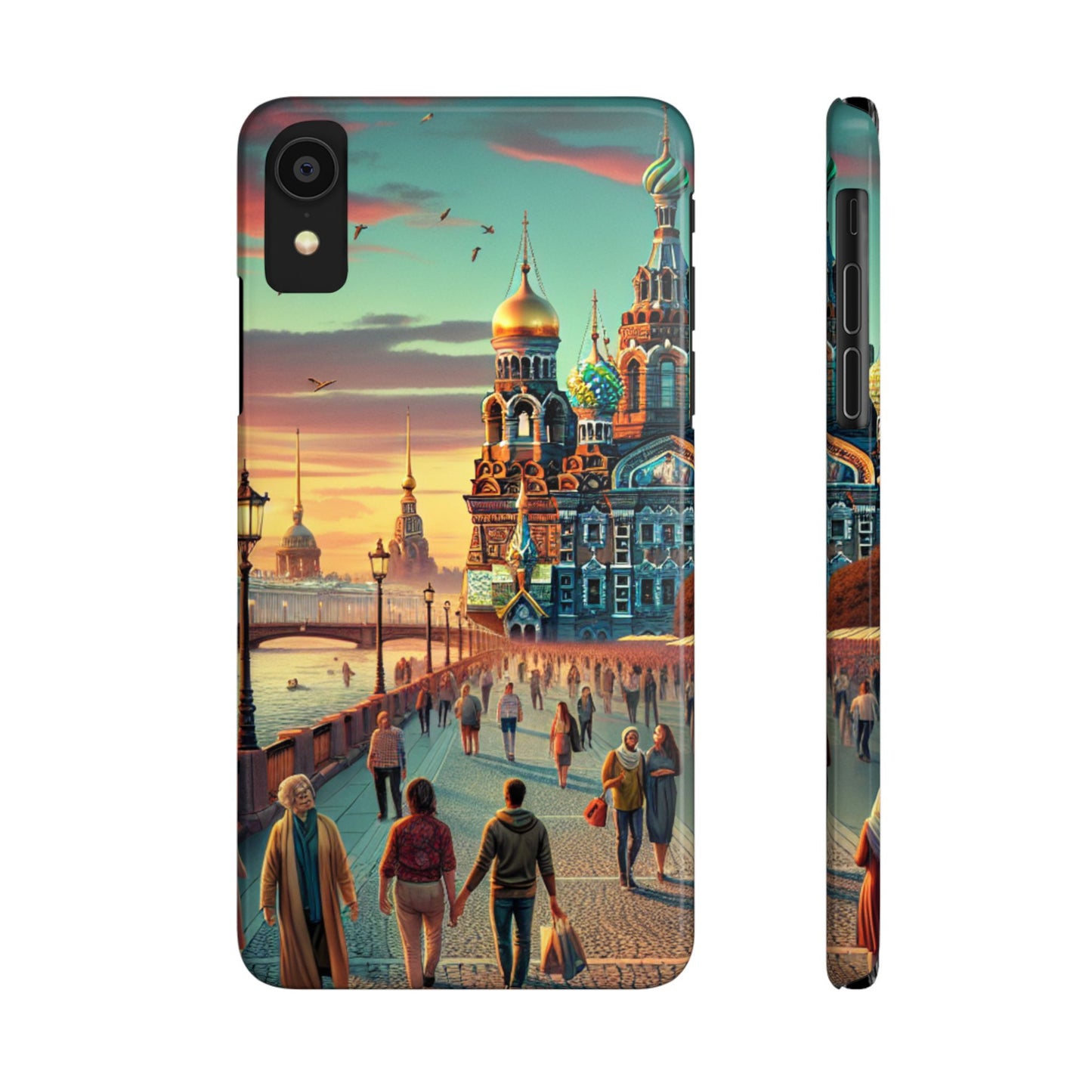 Russian Artistic Cityscape Slim Phone Case - Moscow, Petersburg