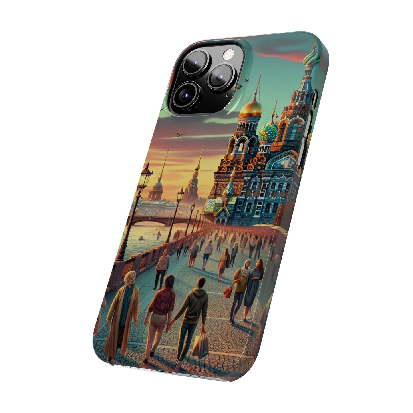 Russian Artistic Cityscape Slim Phone Case - Moscow, Petersburg