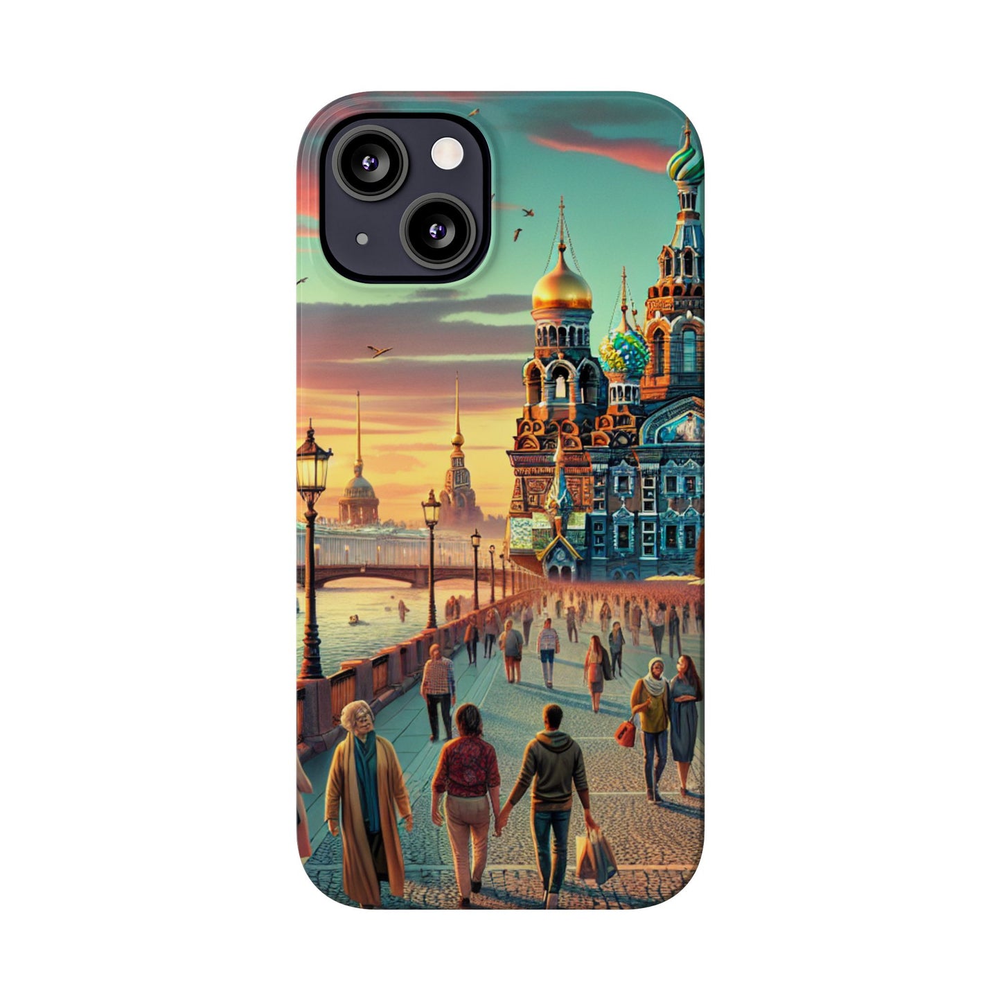 Russian Artistic Cityscape Slim Phone Case - Moscow, Petersburg