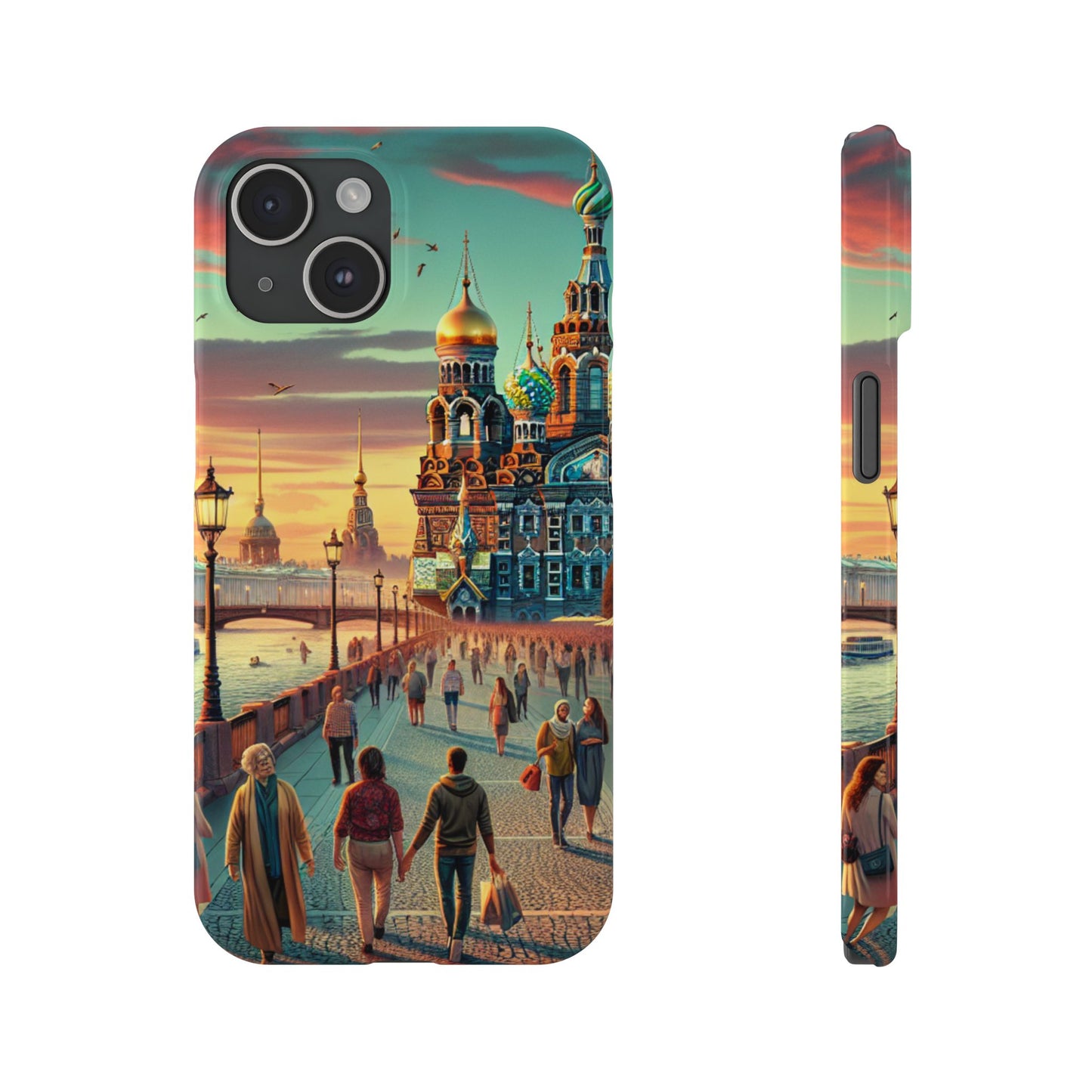 Russian Artistic Cityscape Slim Phone Case - Moscow, Petersburg