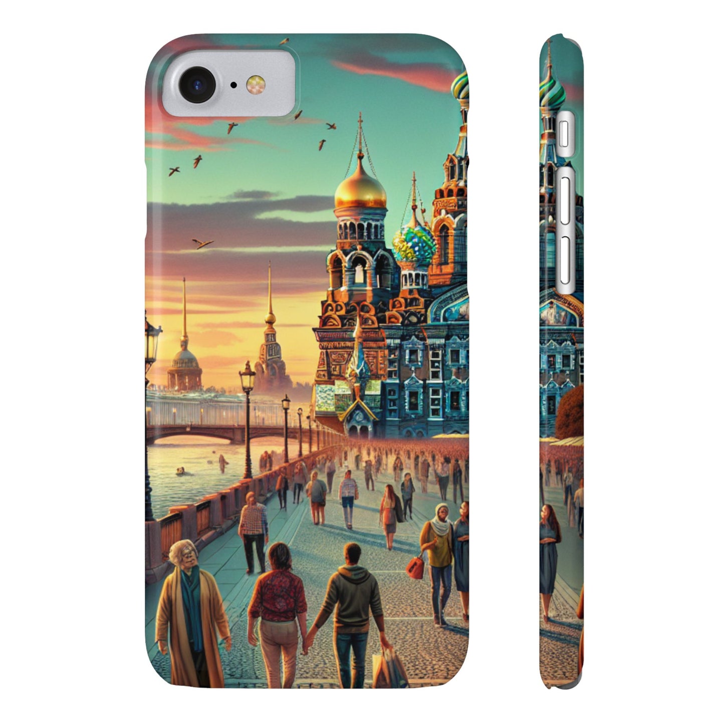 Russian Artistic Cityscape Slim Phone Case - Moscow, Petersburg