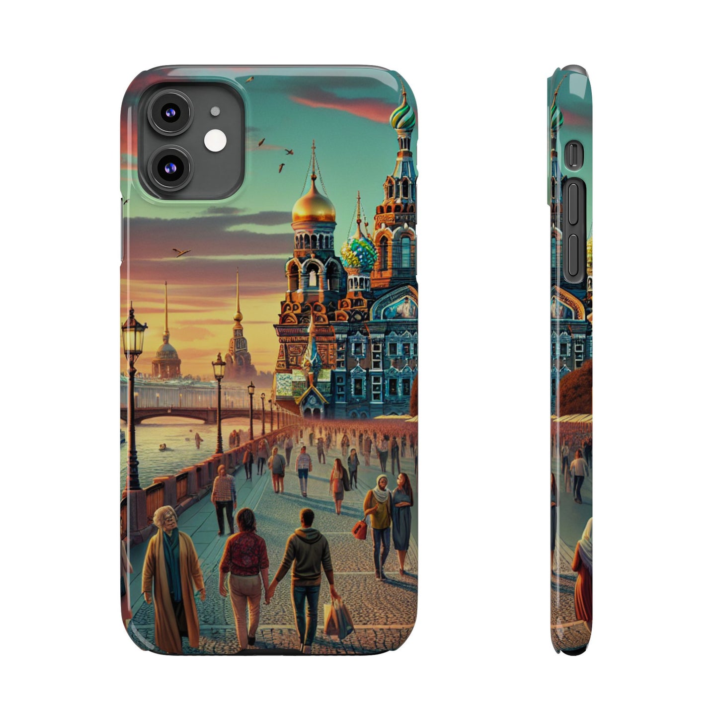 Russian Artistic Cityscape Slim Phone Case - Moscow, Petersburg