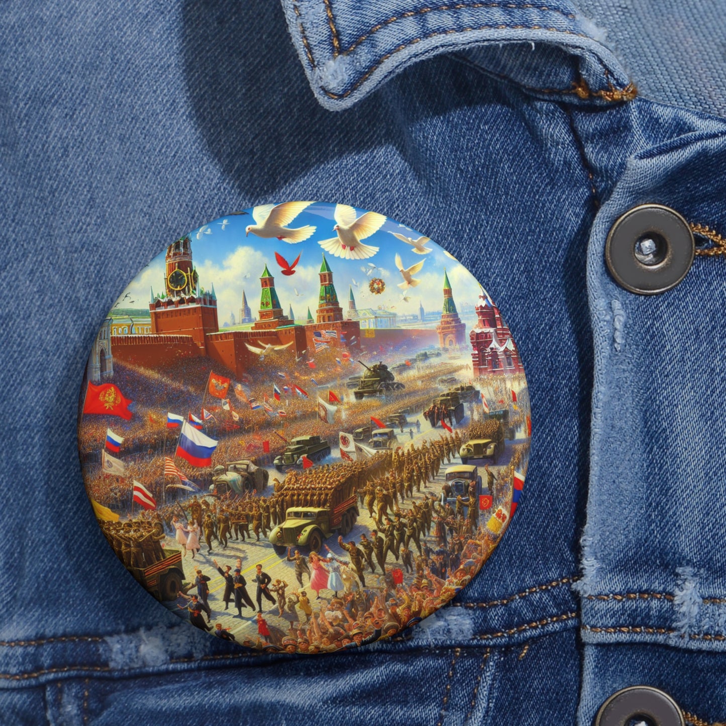 9 May Pin Button Parade, Design for Celebrations and Events, Moscow Pin