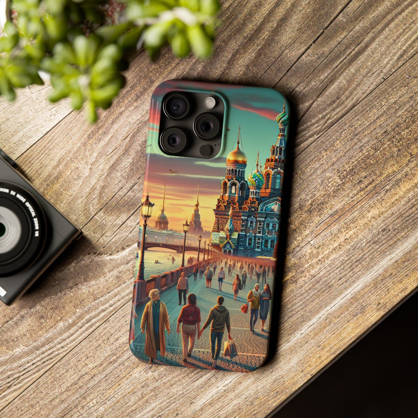 Russian Artistic Cityscape Slim Phone Case - Moscow, Petersburg