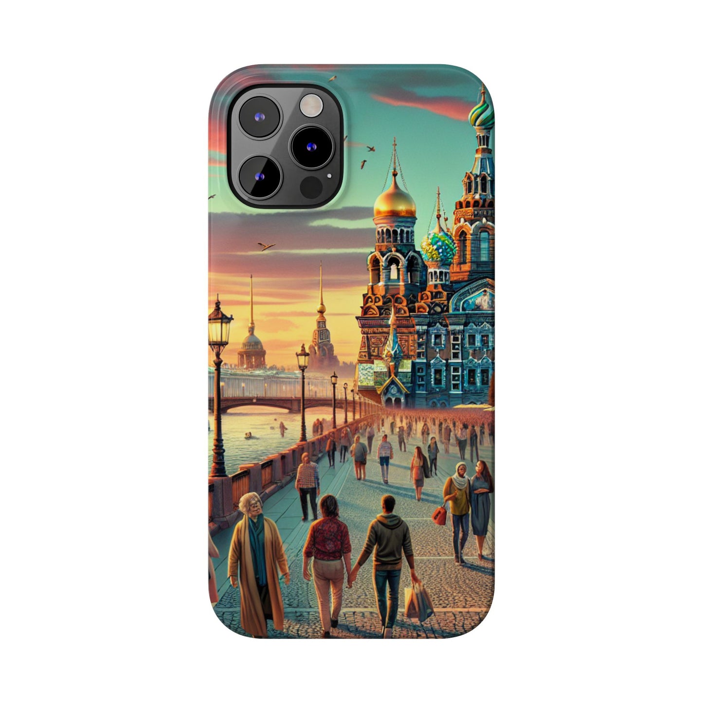 Russian Artistic Cityscape Slim Phone Case - Moscow, Petersburg