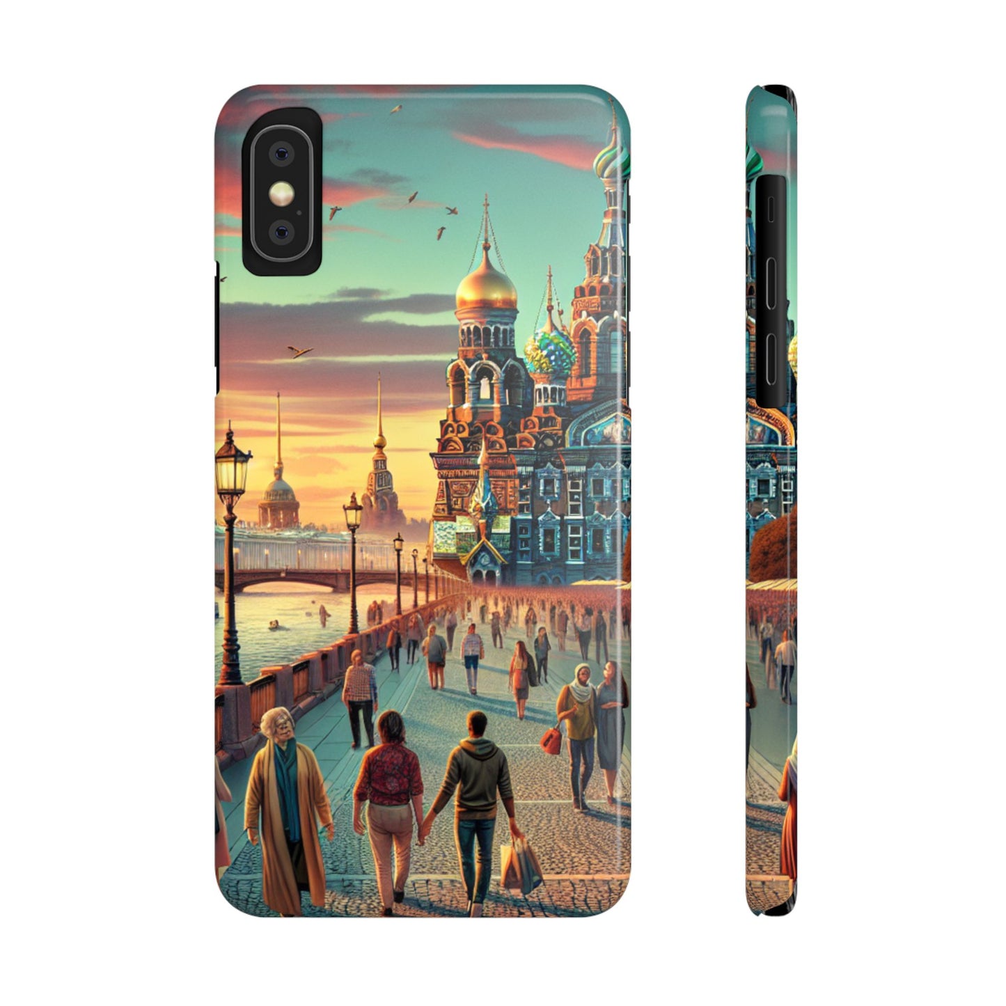 Russian Artistic Cityscape Slim Phone Case - Moscow, Petersburg