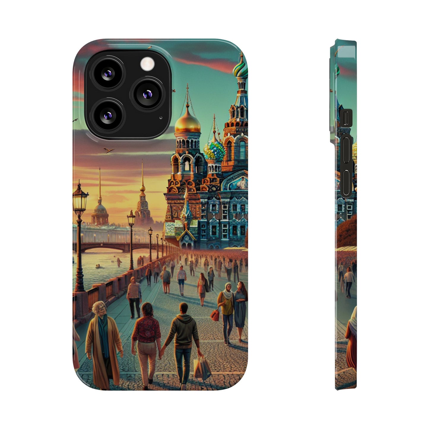 Russian Artistic Cityscape Slim Phone Case - Moscow, Petersburg