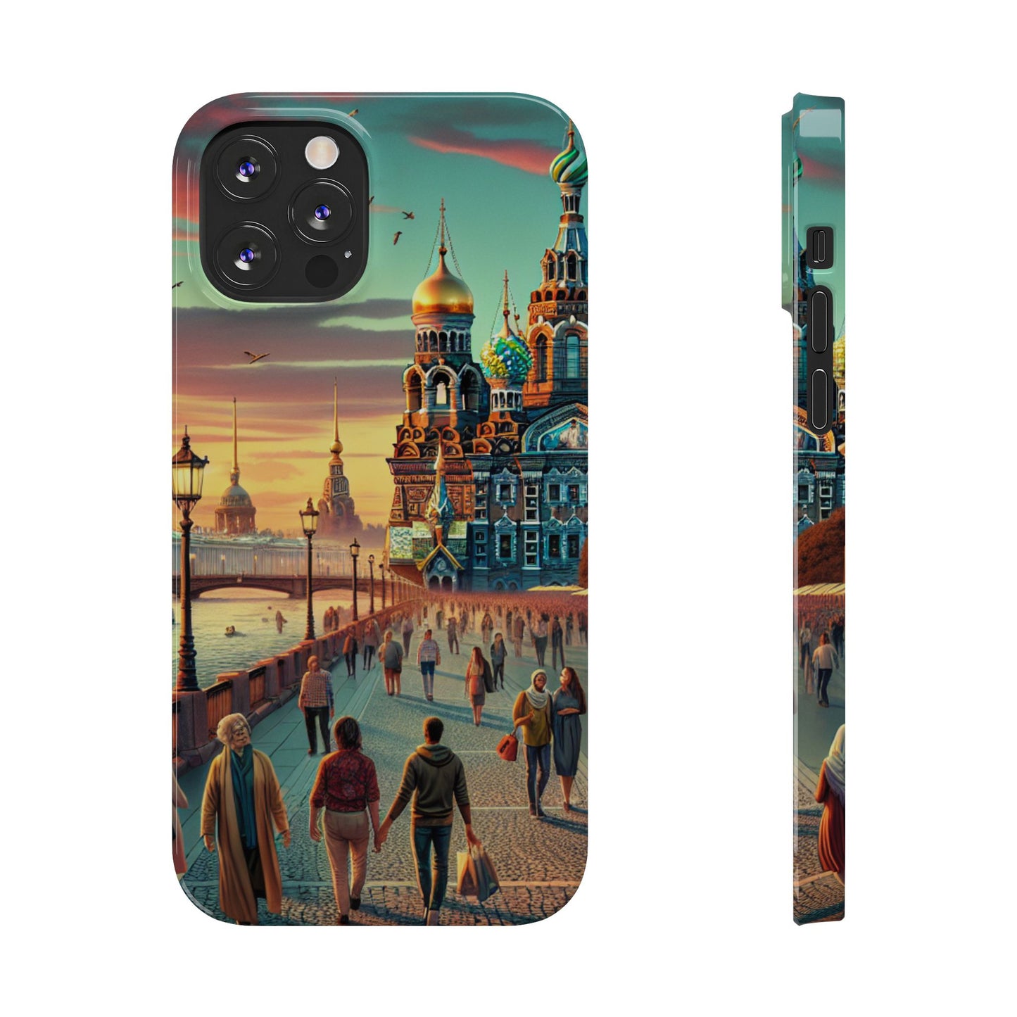 Russian Artistic Cityscape Slim Phone Case - Moscow, Petersburg