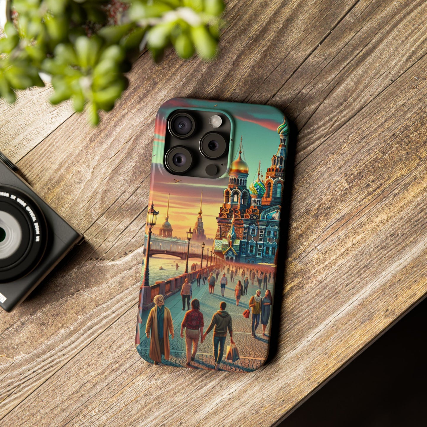 Russian Artistic Cityscape Slim Phone Case - Moscow, Petersburg