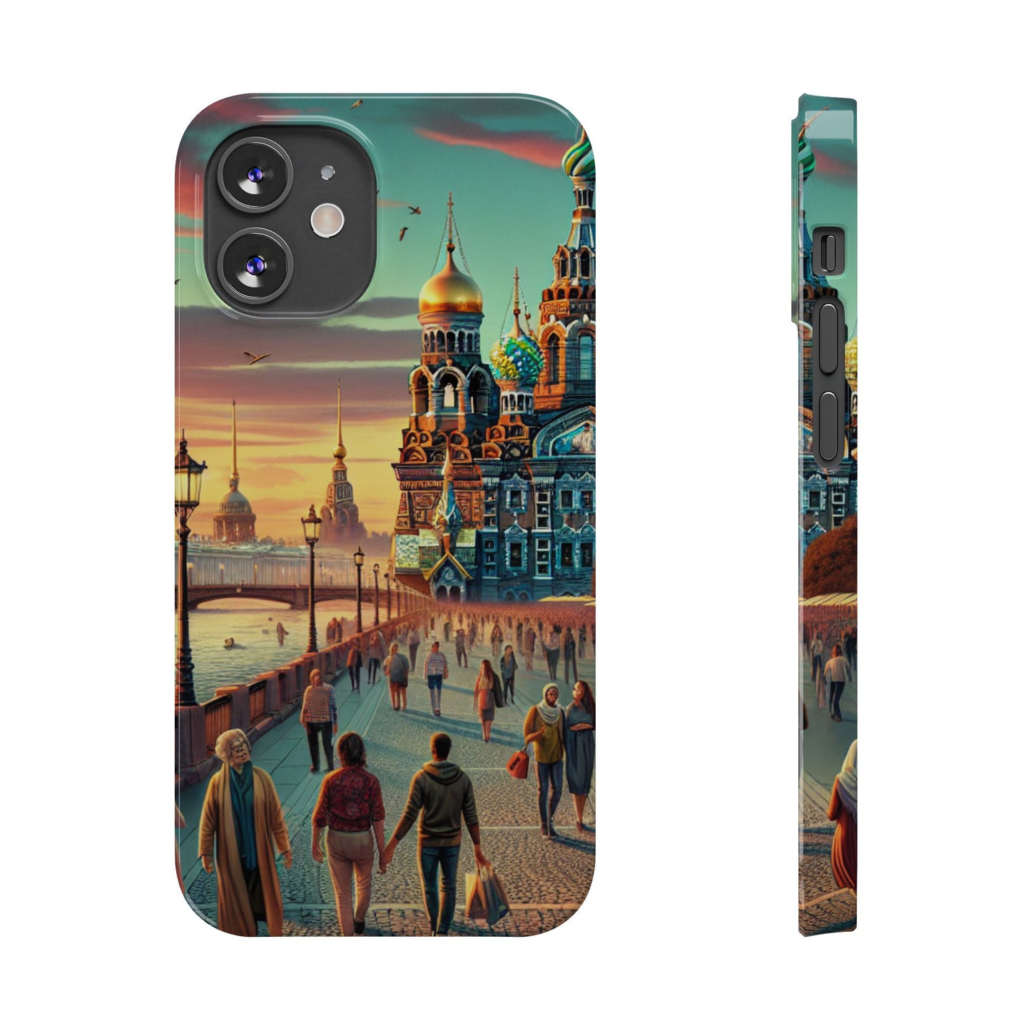 Russian Artistic Cityscape Slim Phone Case - Moscow, Petersburg