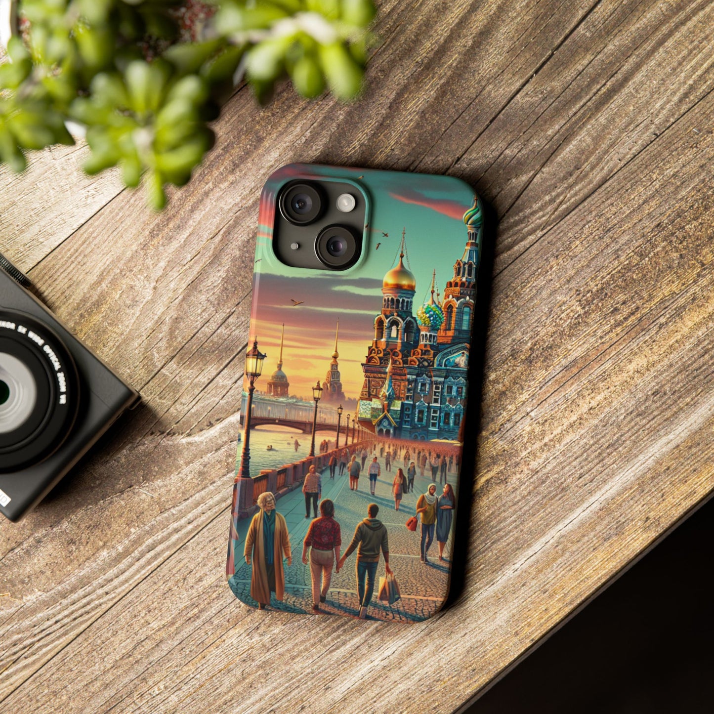 Russian Artistic Cityscape Slim Phone Case - Moscow, Petersburg