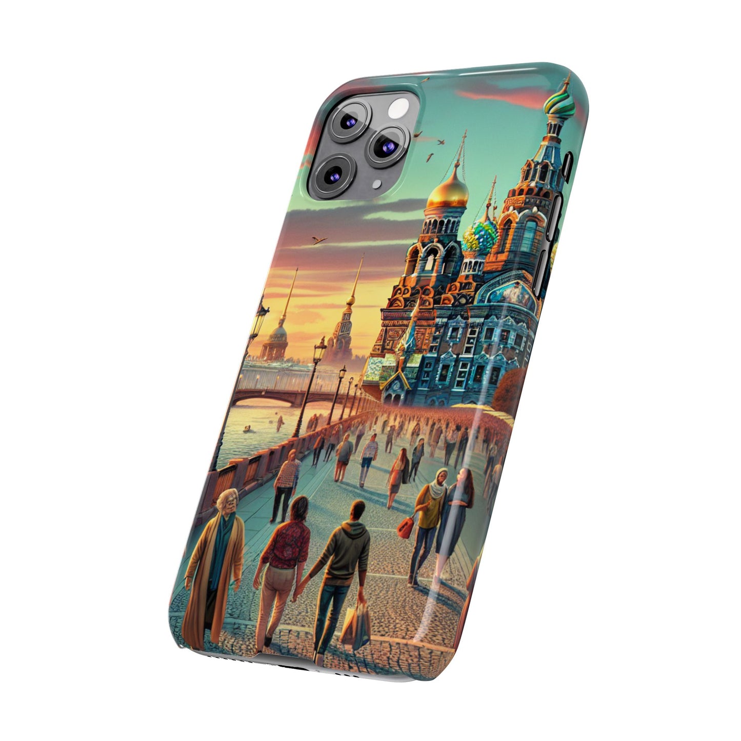 Russian Artistic Cityscape Slim Phone Case - Moscow, Petersburg