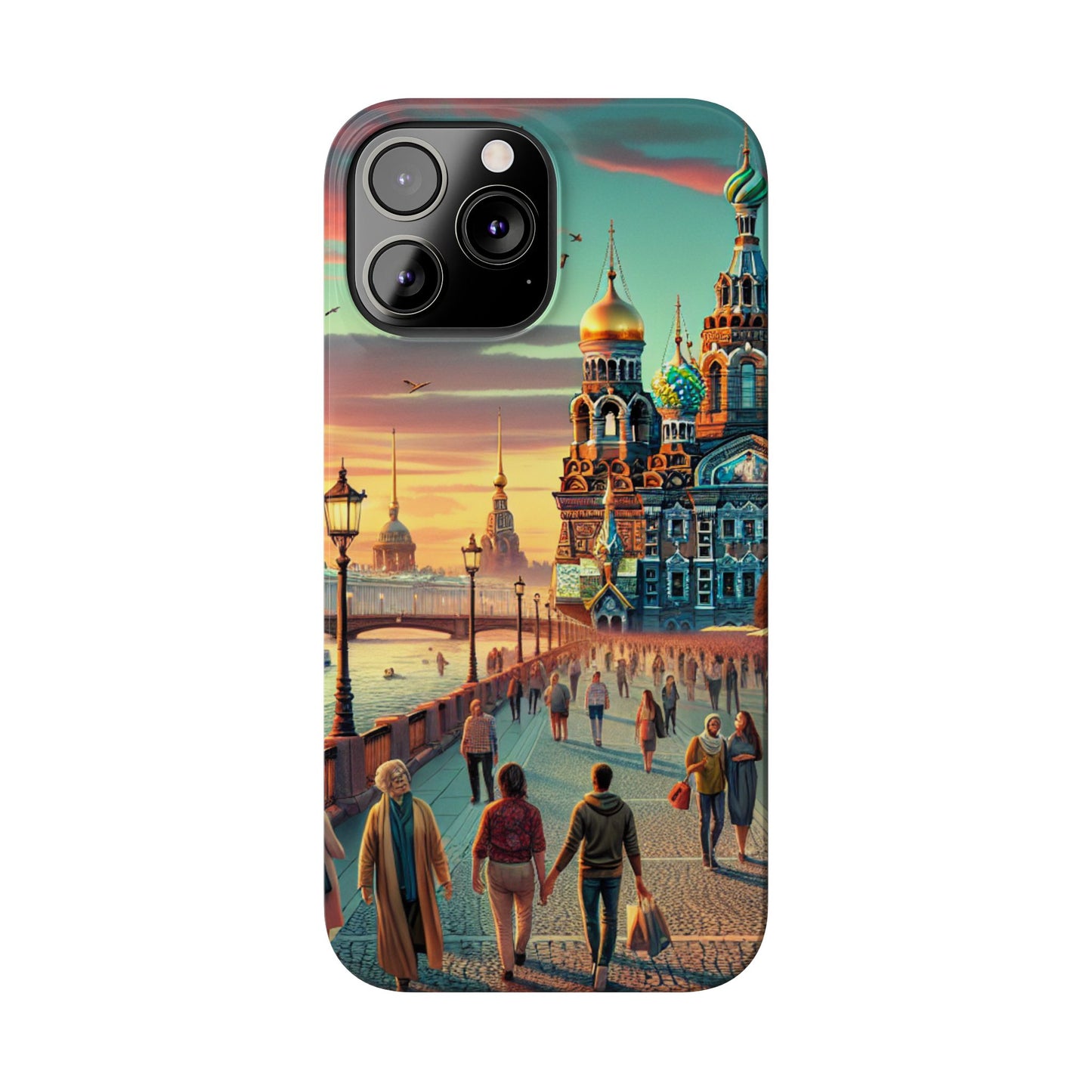 Russian Artistic Cityscape Slim Phone Case - Moscow, Petersburg