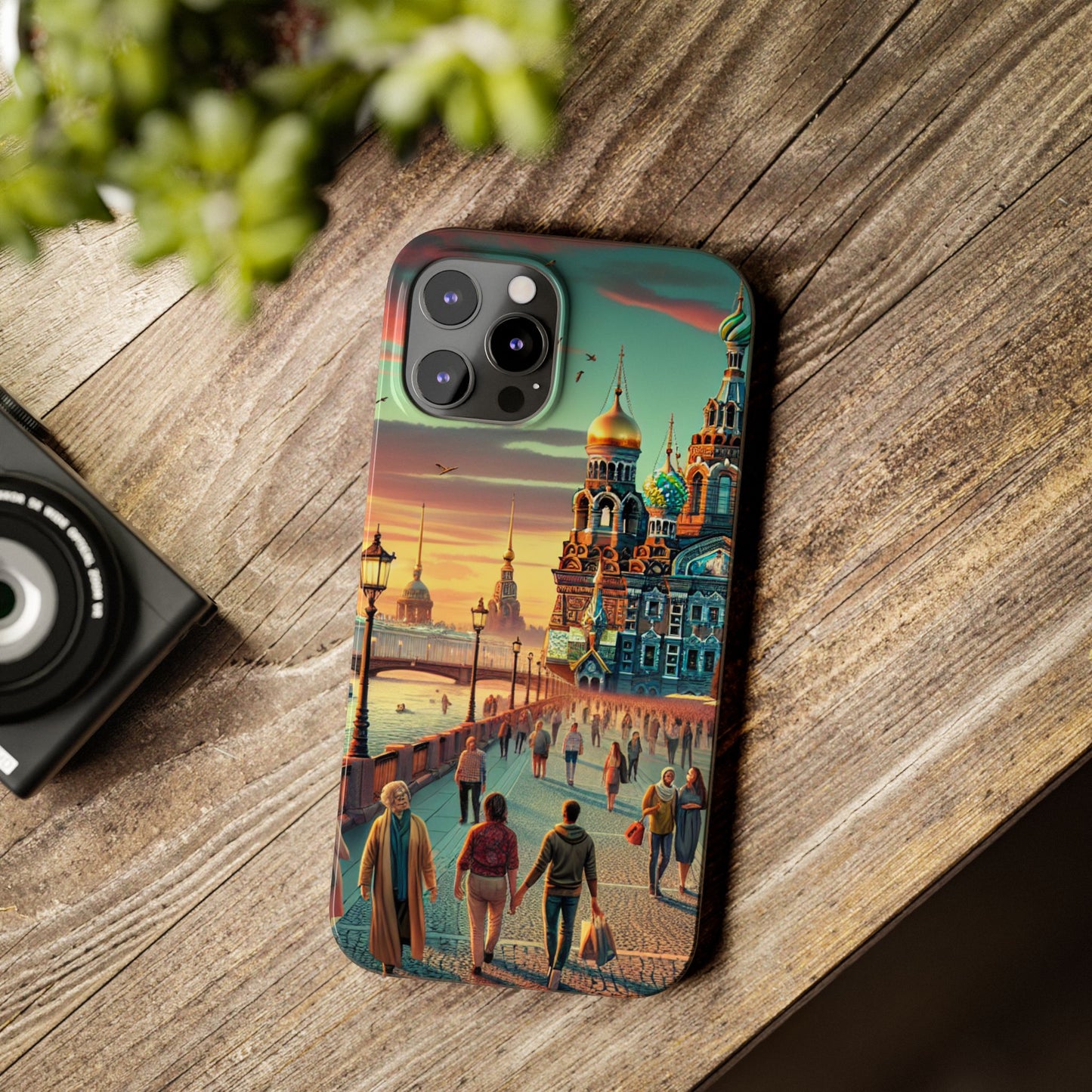 Russian Artistic Cityscape Slim Phone Case - Moscow, Petersburg