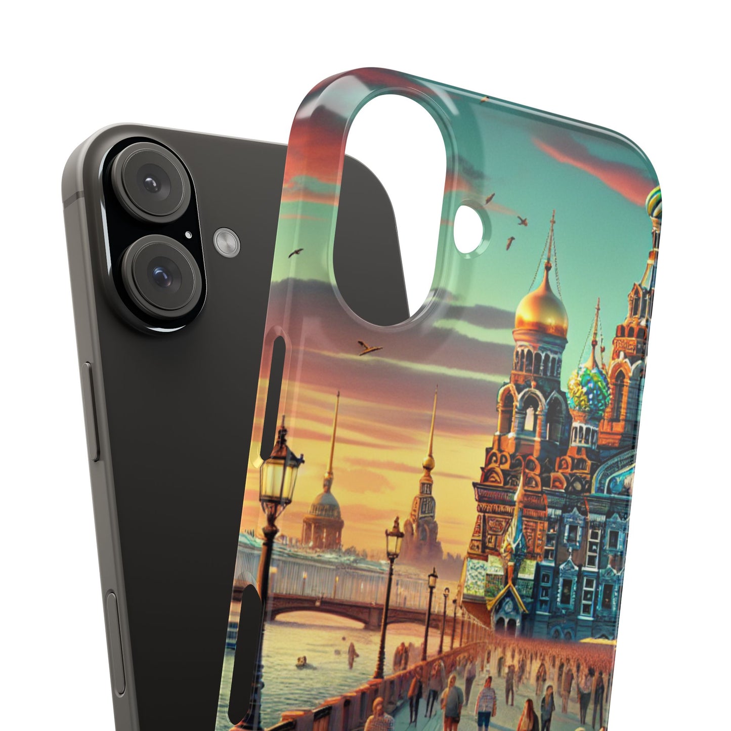 Russian Artistic Cityscape Slim Phone Case - Moscow, Petersburg