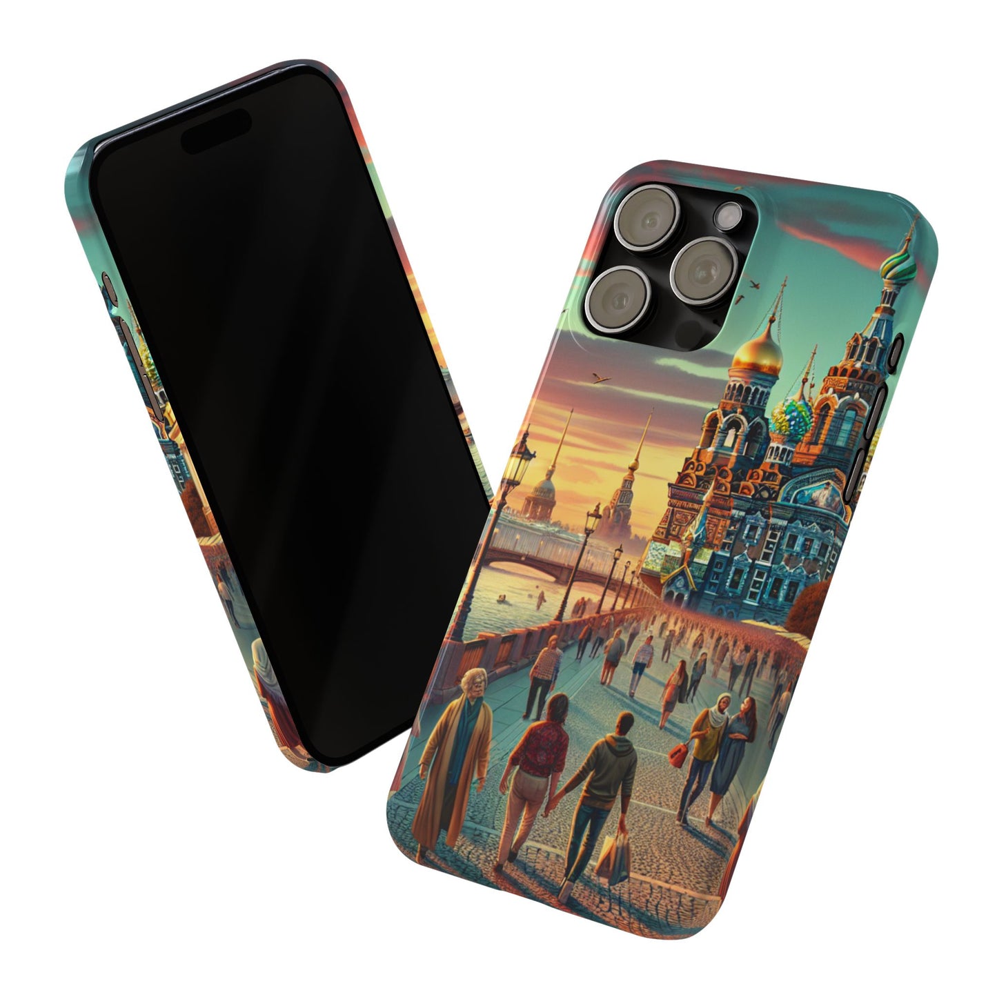 Russian Artistic Cityscape Slim Phone Case - Moscow, Petersburg