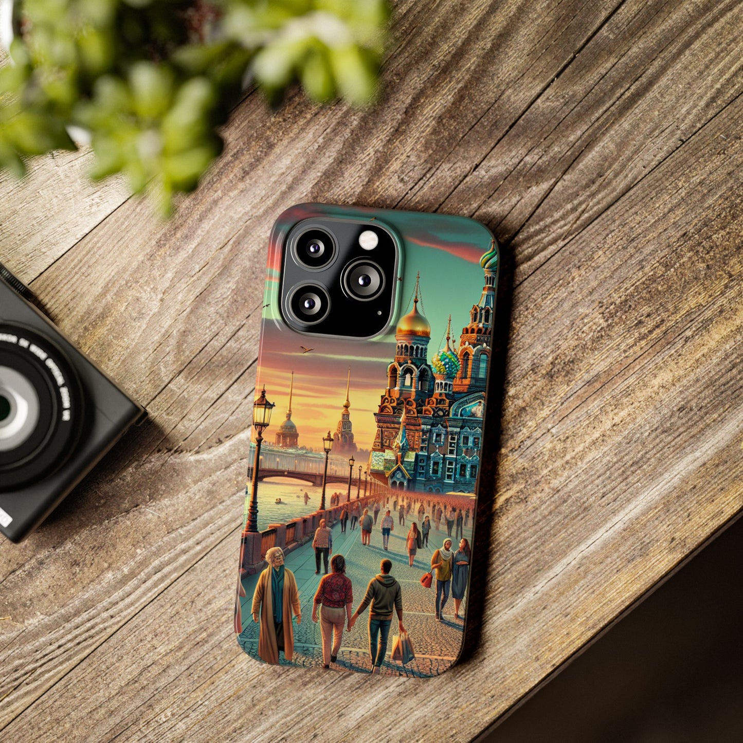 Russian Artistic Cityscape Slim Phone Case - Moscow, Petersburg