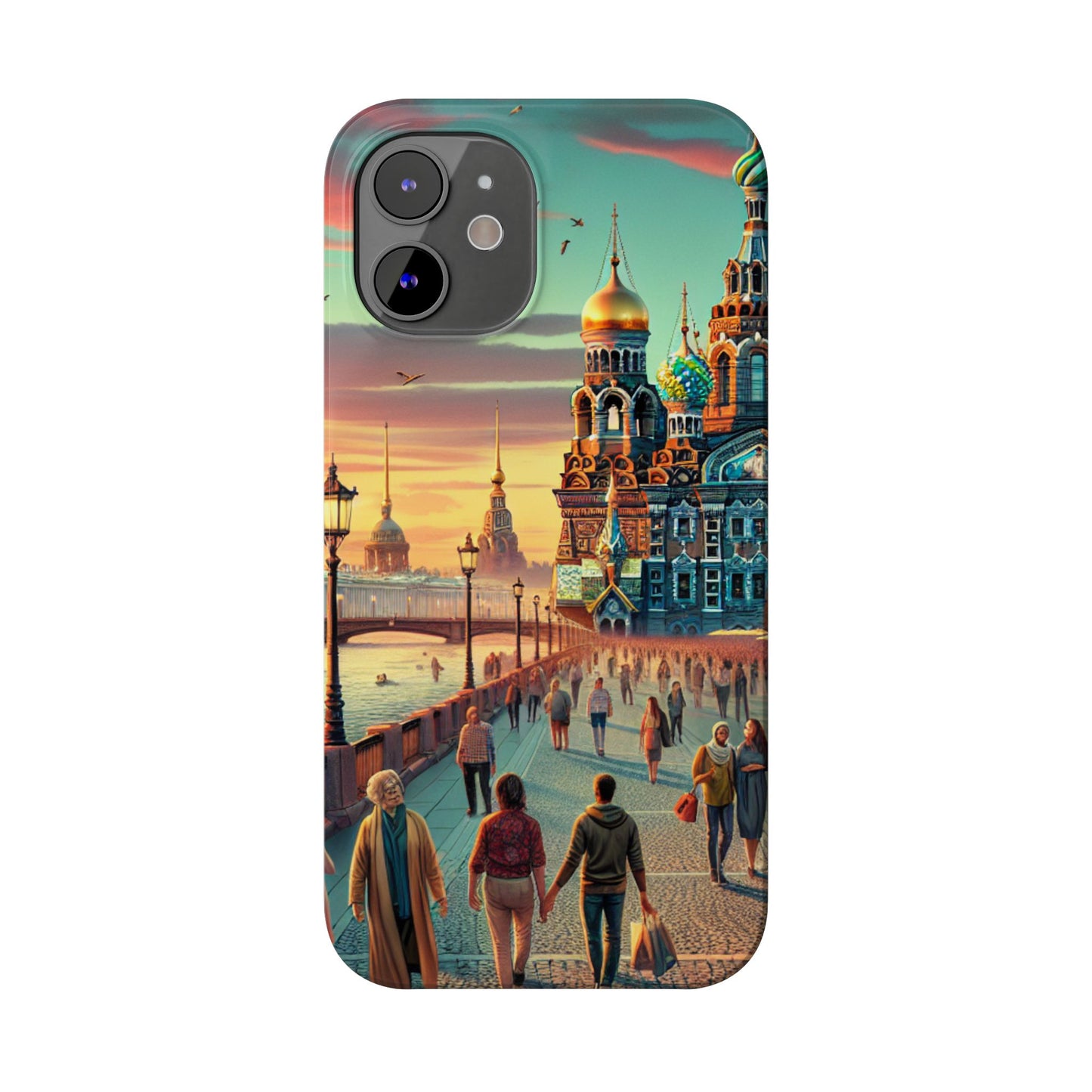 Russian Artistic Cityscape Slim Phone Case - Moscow, Petersburg