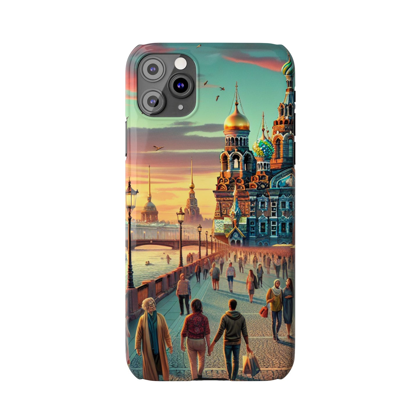 Russian Artistic Cityscape Slim Phone Case - Moscow, Petersburg