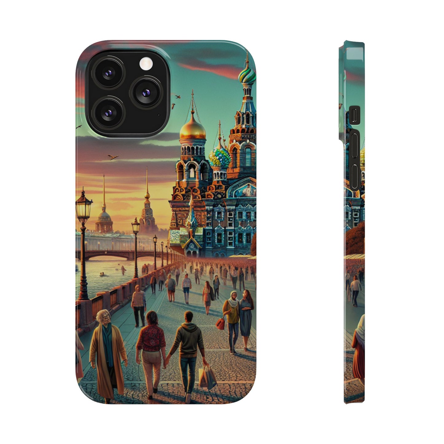 Russian Artistic Cityscape Slim Phone Case - Moscow, Petersburg