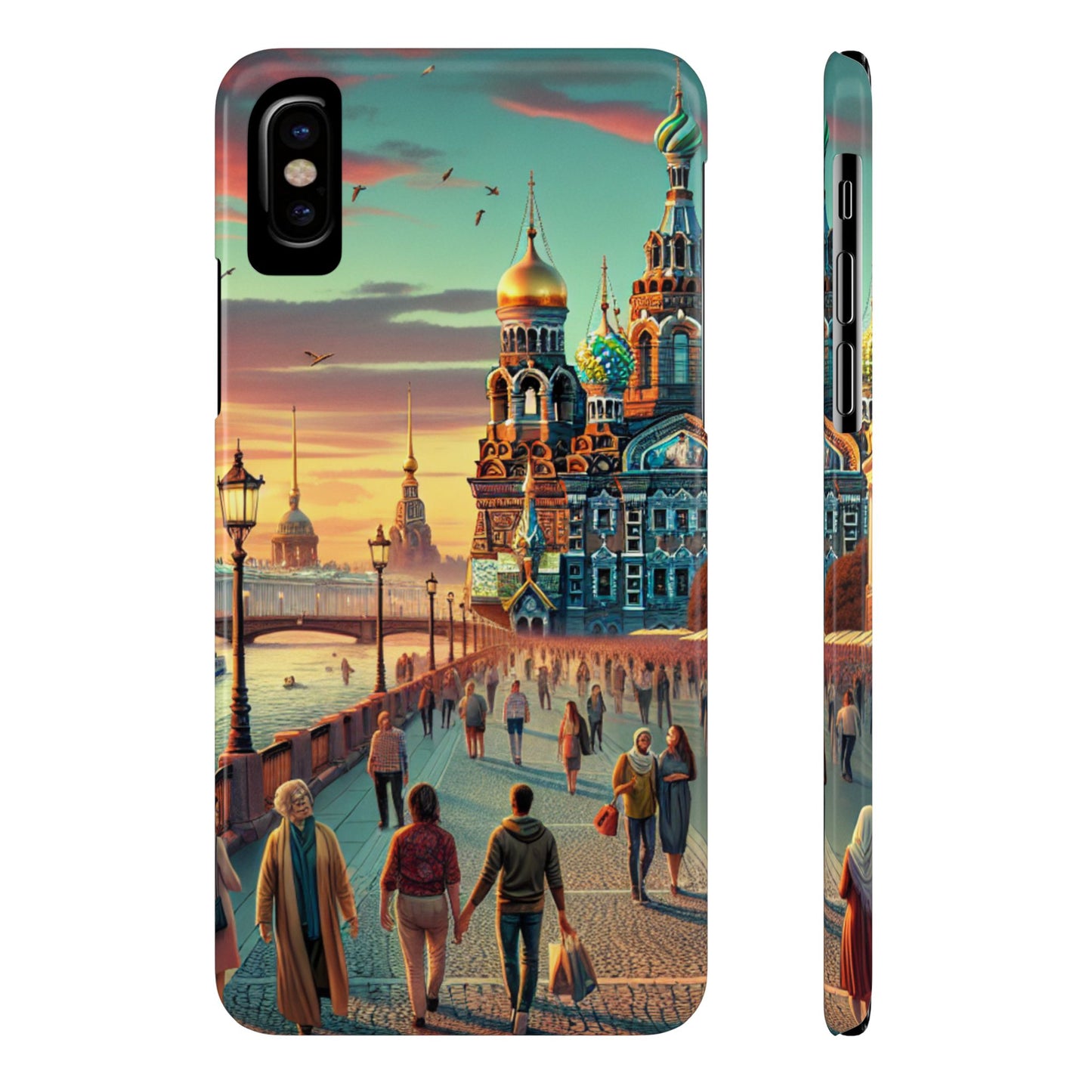 Russian Artistic Cityscape Slim Phone Case - Moscow, Petersburg