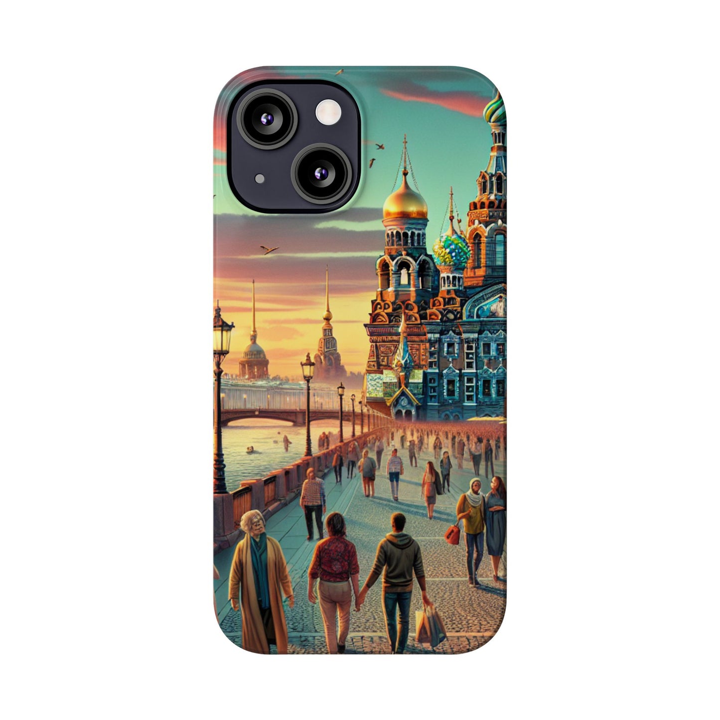 Russian Artistic Cityscape Slim Phone Case - Moscow, Petersburg