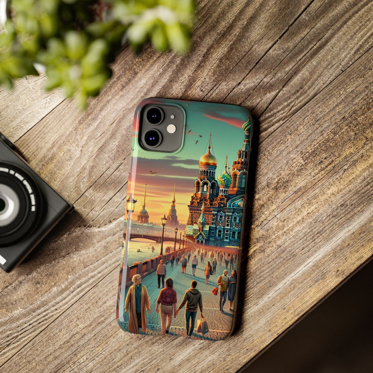 Russian Artistic Cityscape Slim Phone Case - Moscow, Petersburg