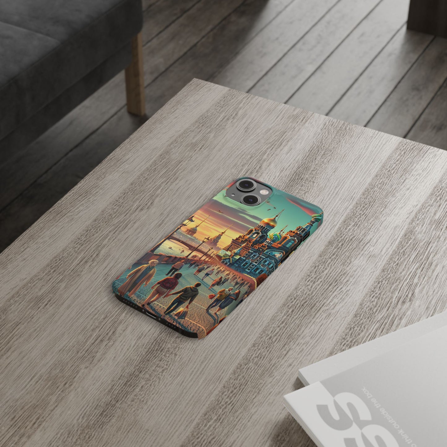 Russian Artistic Cityscape Slim Phone Case - Moscow, Petersburg