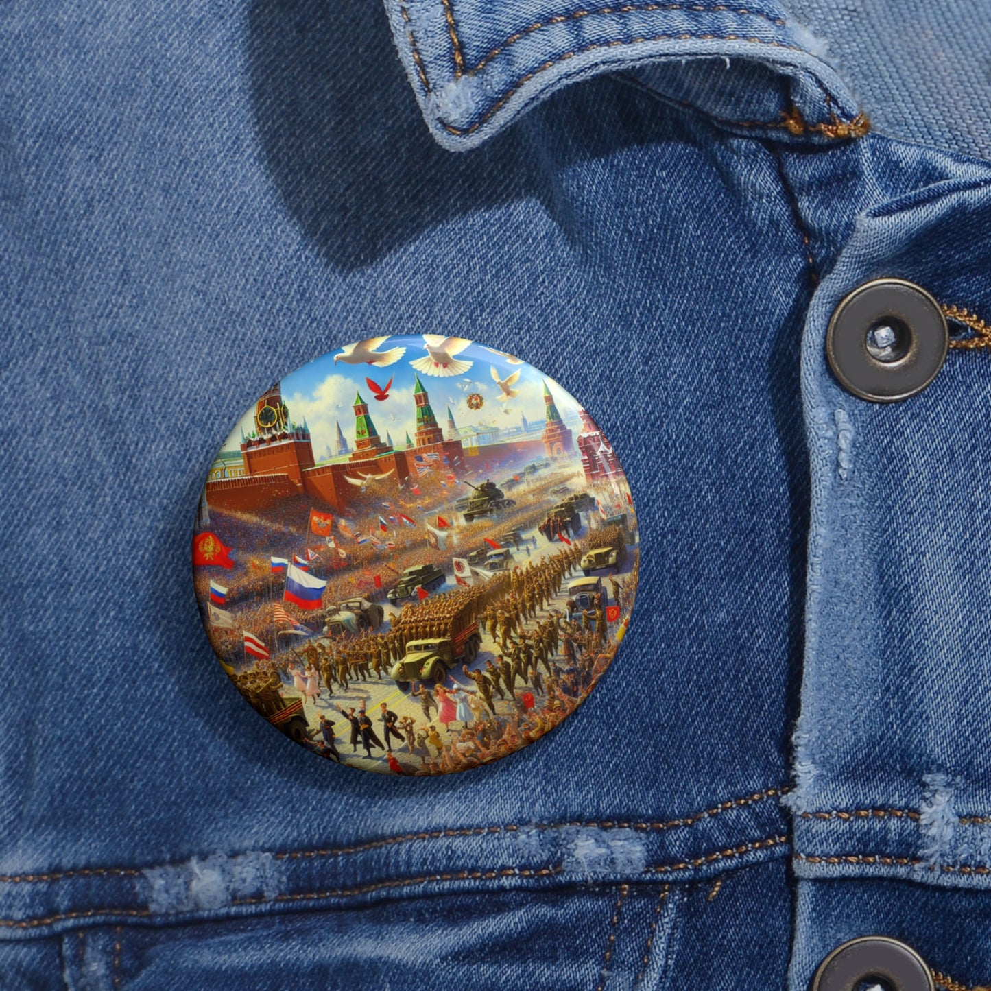 9 May Pin Button Parade, Design for Celebrations and Events, Moscow Pin