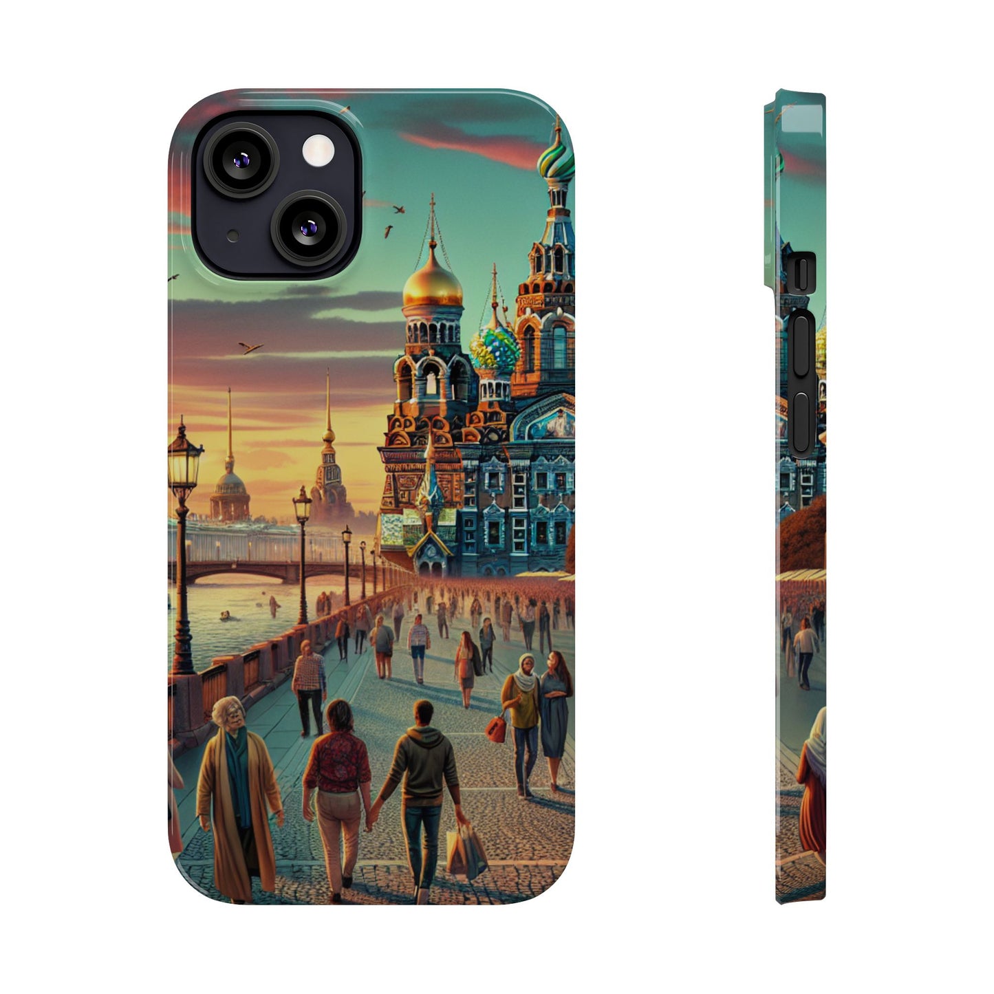 Russian Artistic Cityscape Slim Phone Case - Moscow, Petersburg