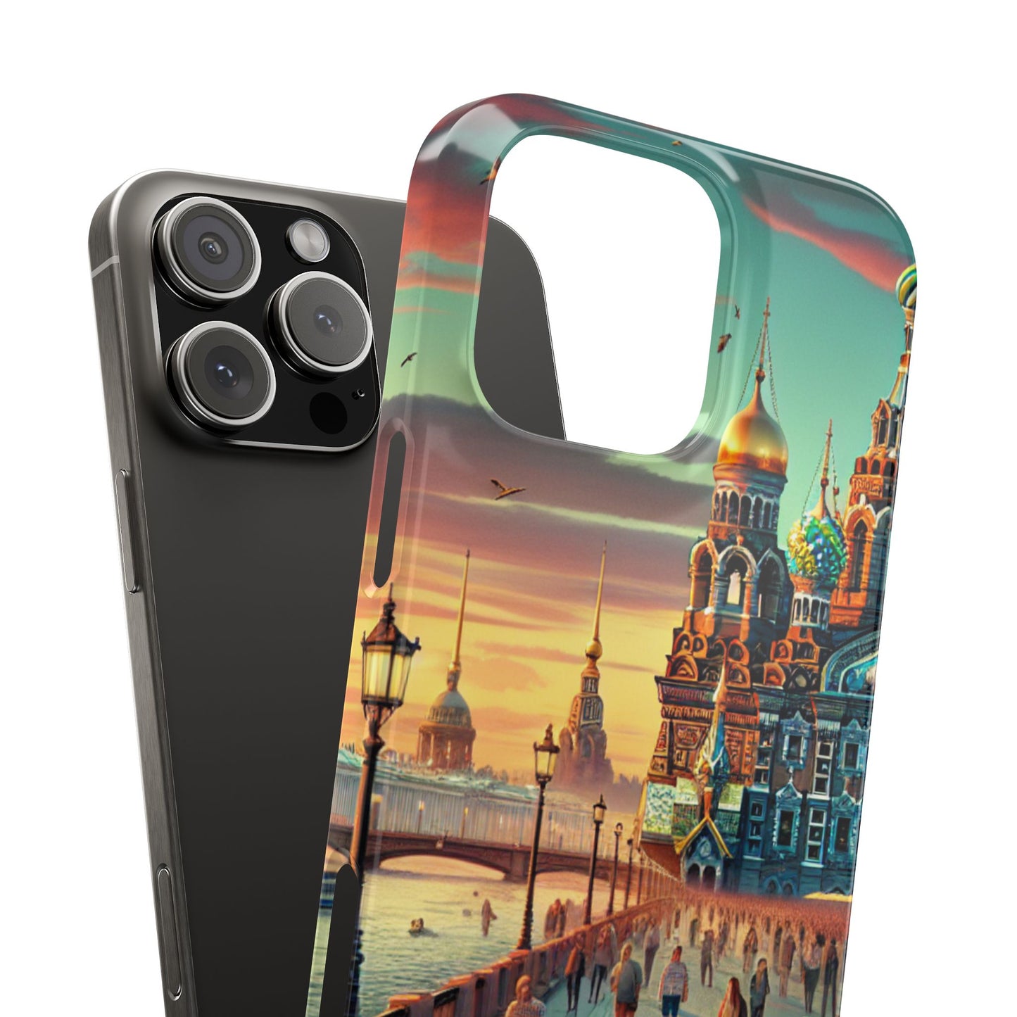 Russian Artistic Cityscape Slim Phone Case - Moscow, Petersburg