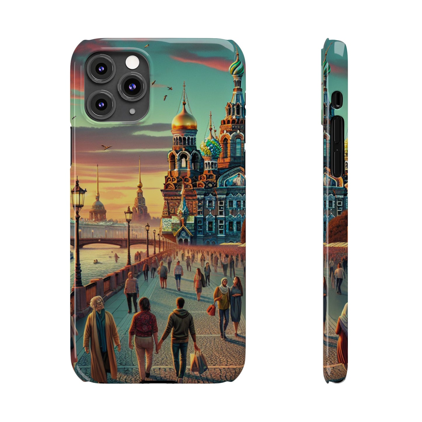 Russian Artistic Cityscape Slim Phone Case - Moscow, Petersburg