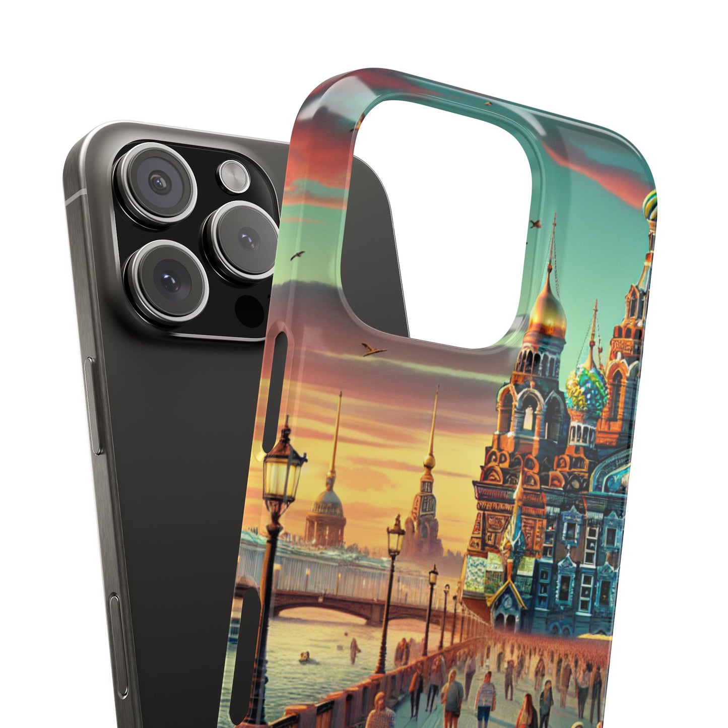 Russian Artistic Cityscape Slim Phone Case - Moscow, Petersburg