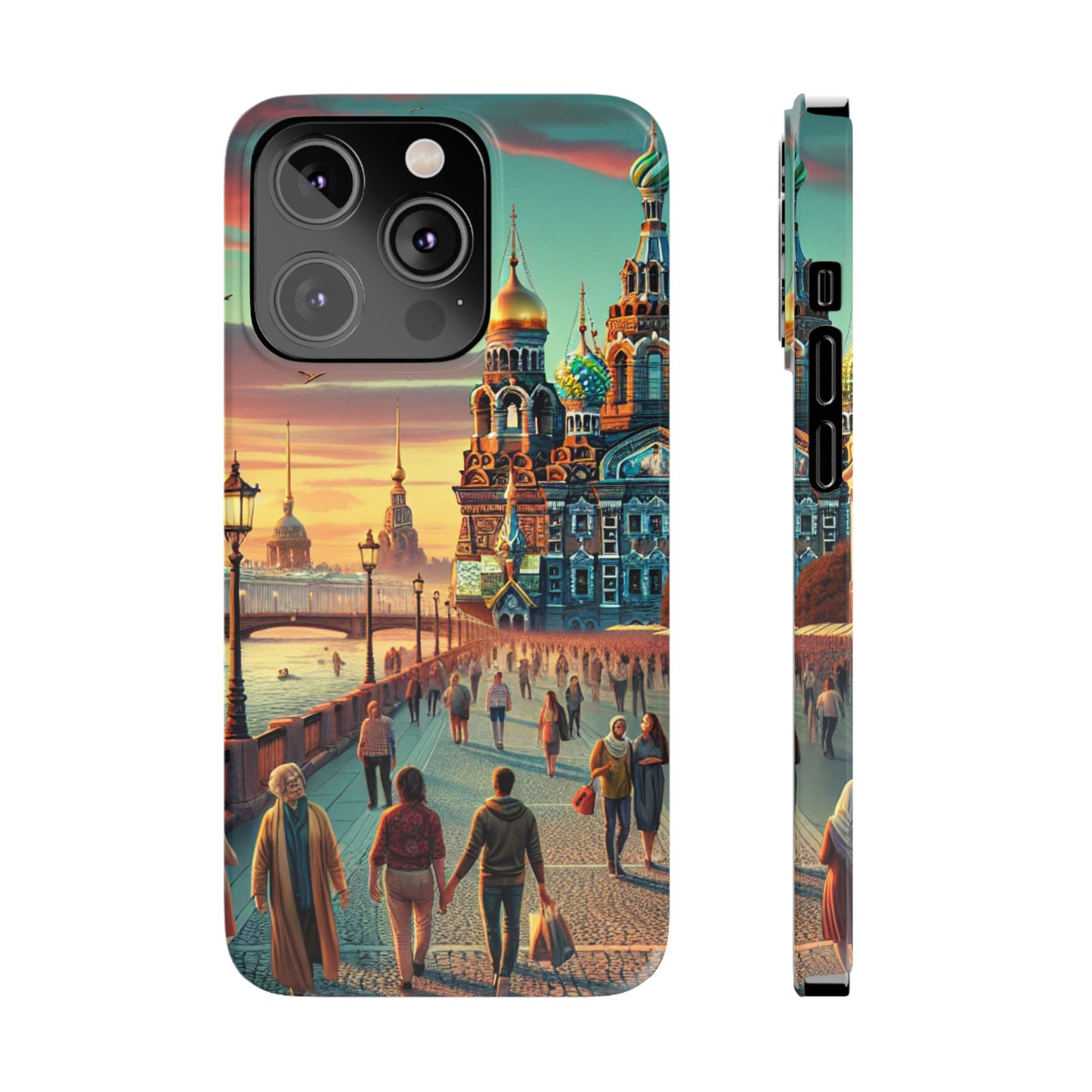 Russian Artistic Cityscape Slim Phone Case - Moscow, Petersburg