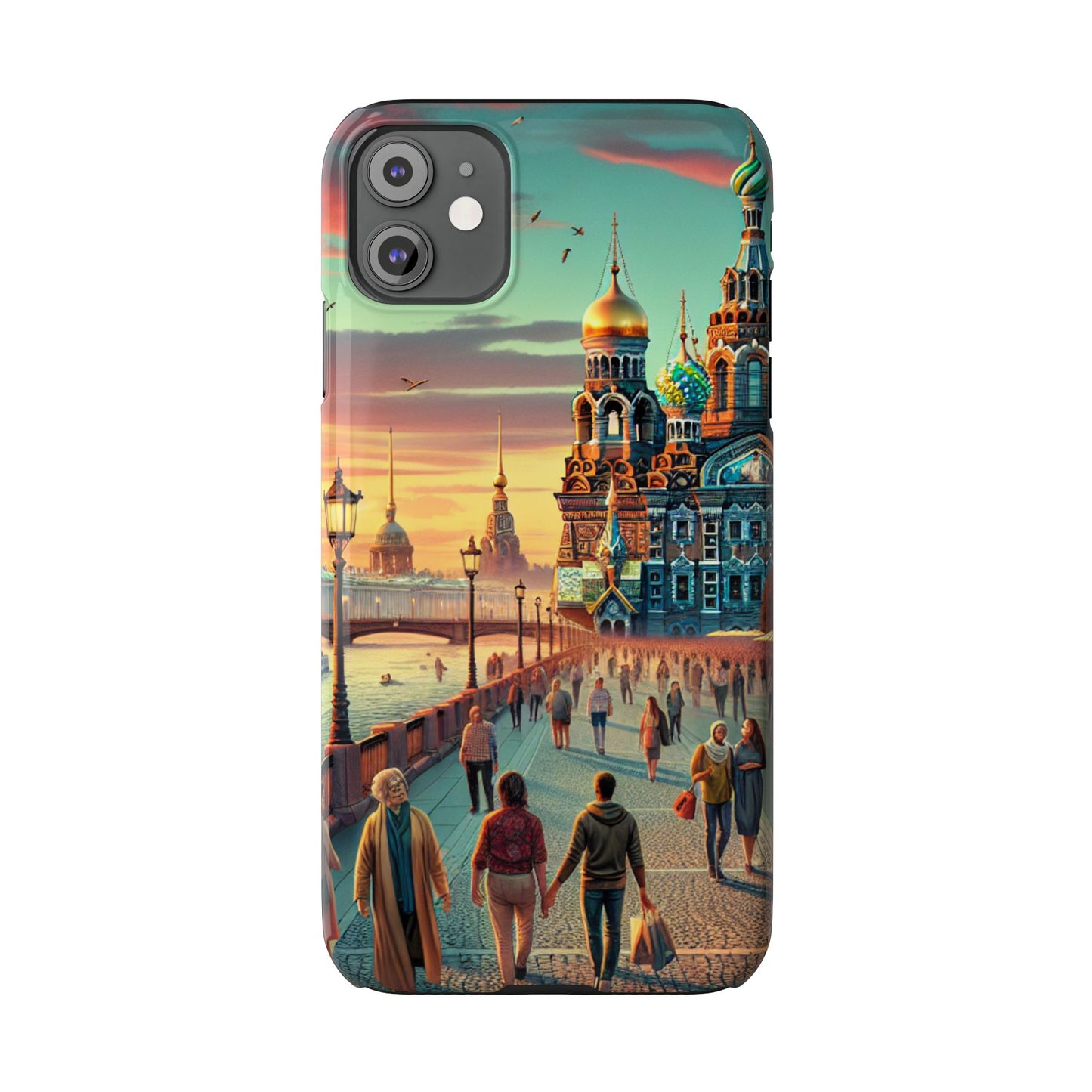 Russian Artistic Cityscape Slim Phone Case - Moscow, Petersburg